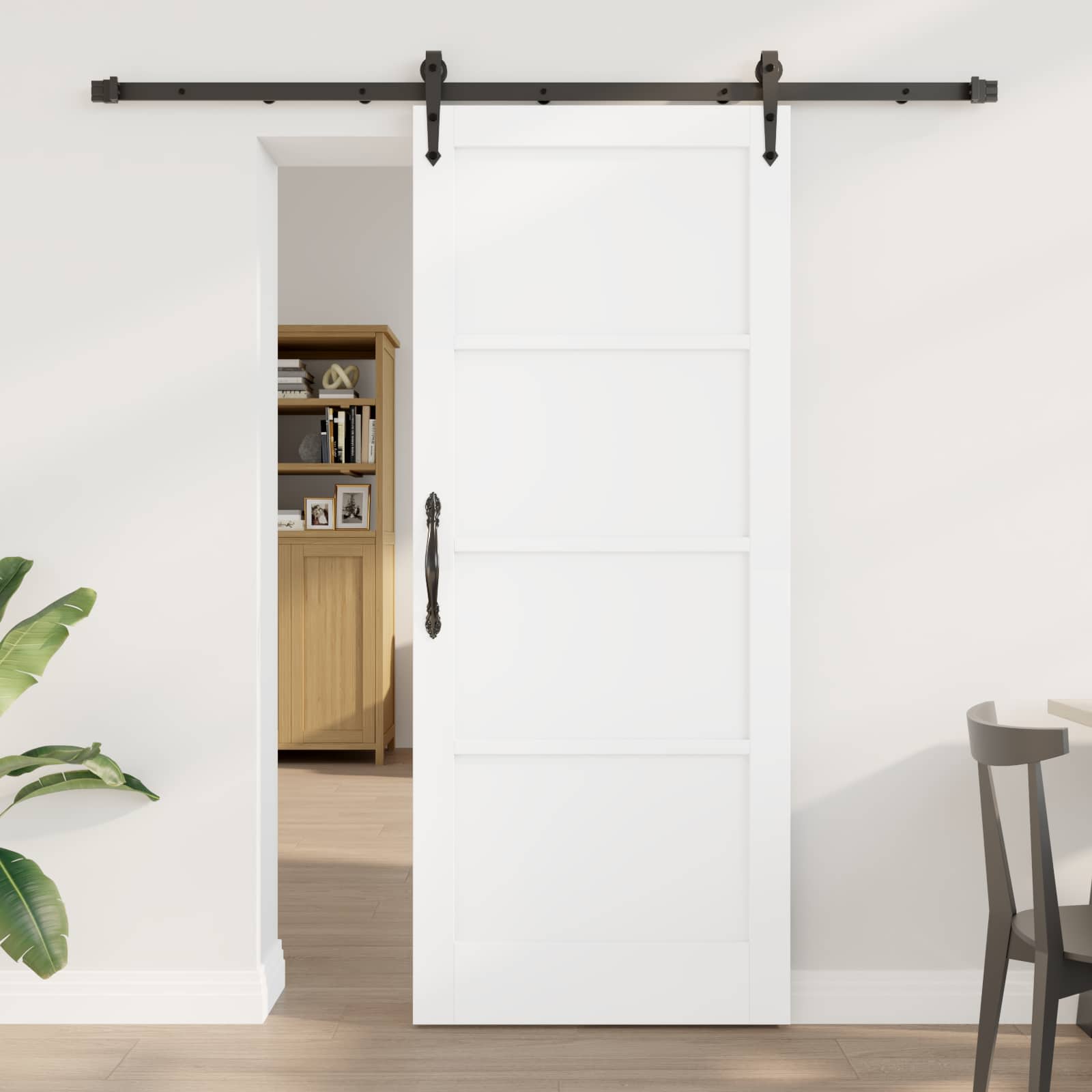 Libisev uks ORKDAL 83 x 202 cm Toekas männipuit Valge ja must