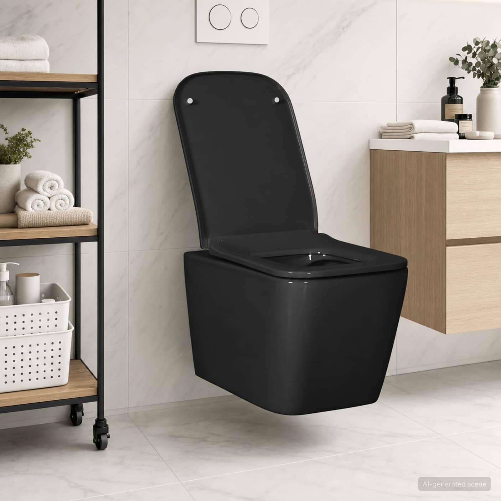Seinapealne WC-pott Keraamiline Must