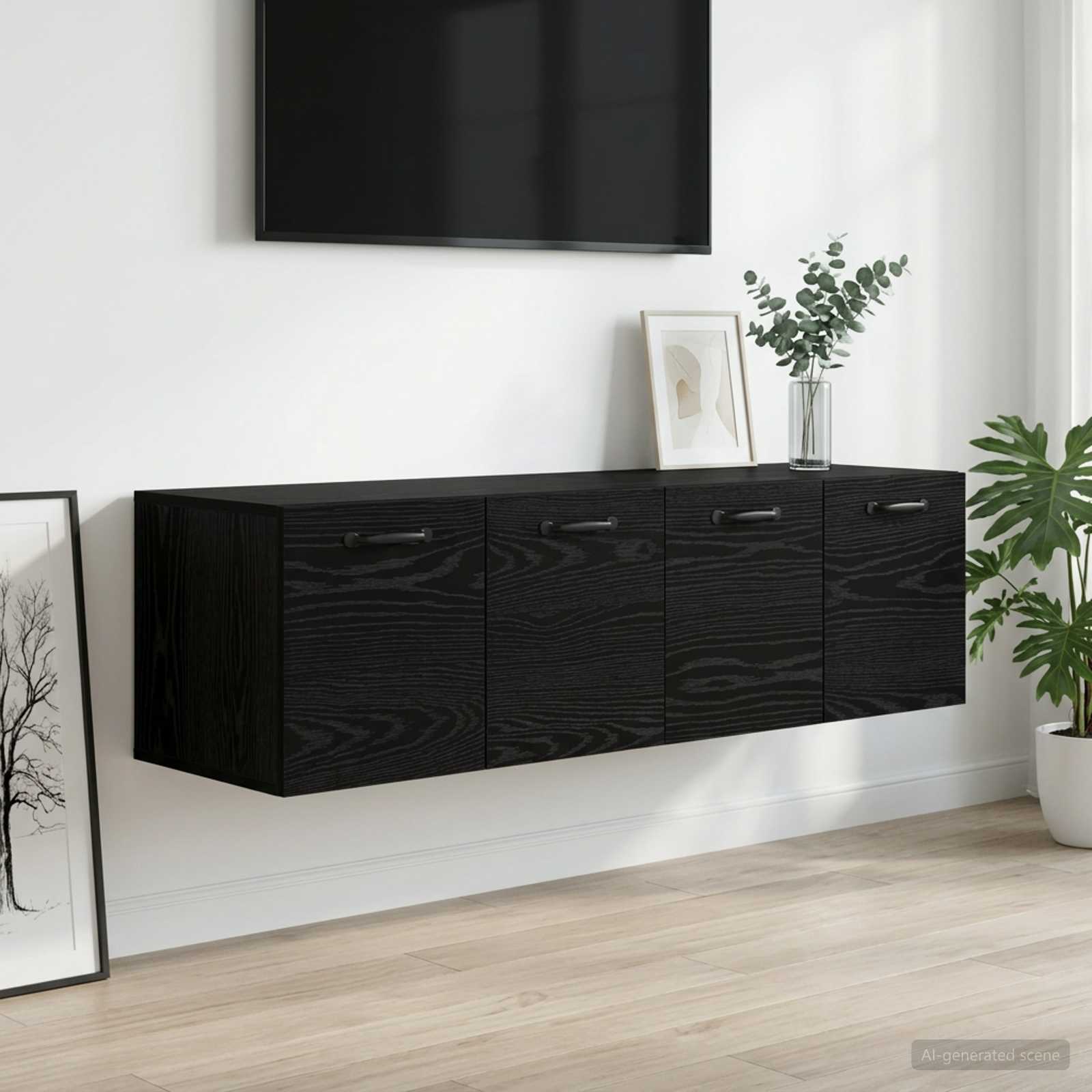 Seinekapp 2 tk 120 x 36.5 x 35 cm Tehispuit Must tamm