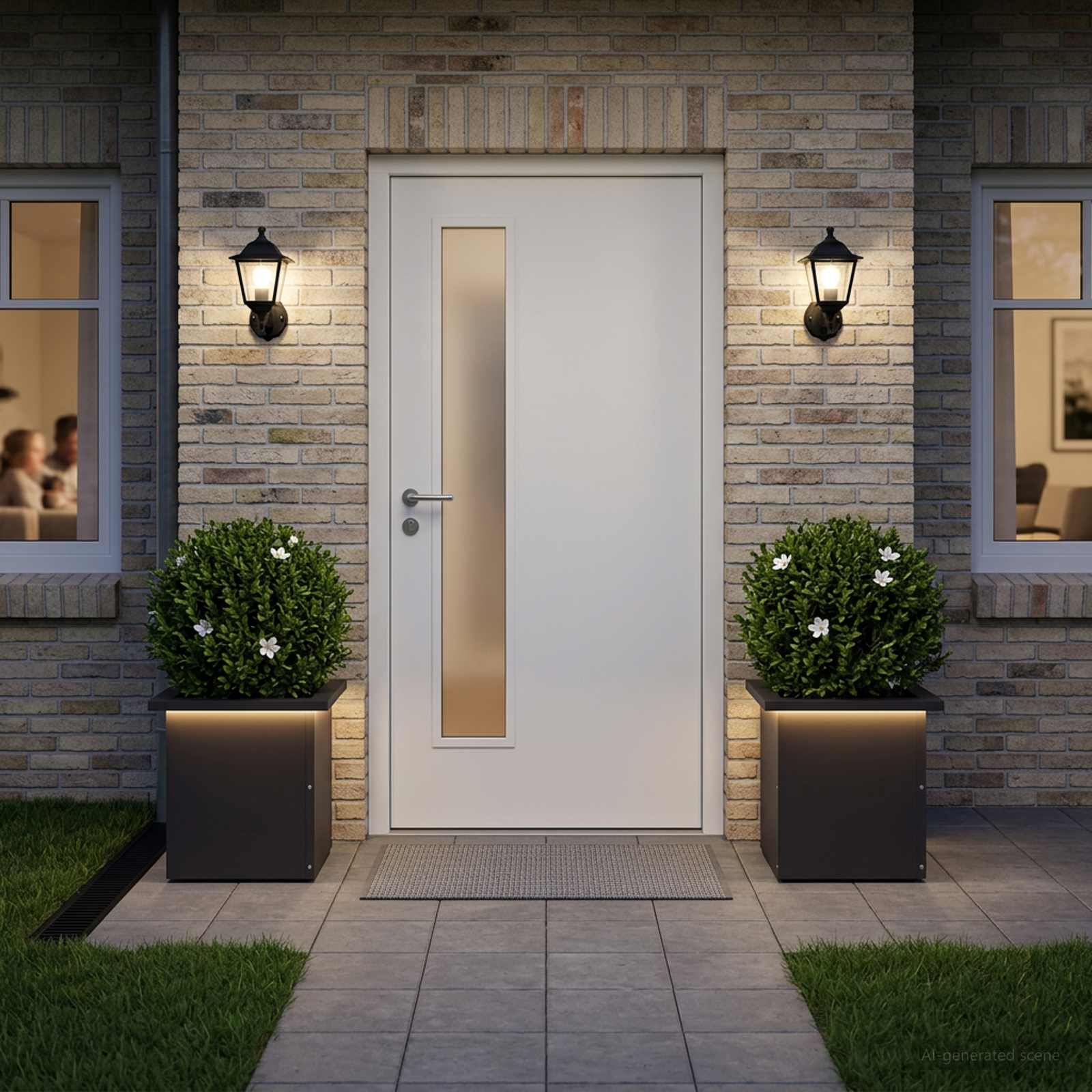 LED-valgustusega lillekast 2 tk Must 30 x 30 x 30 cm Teras