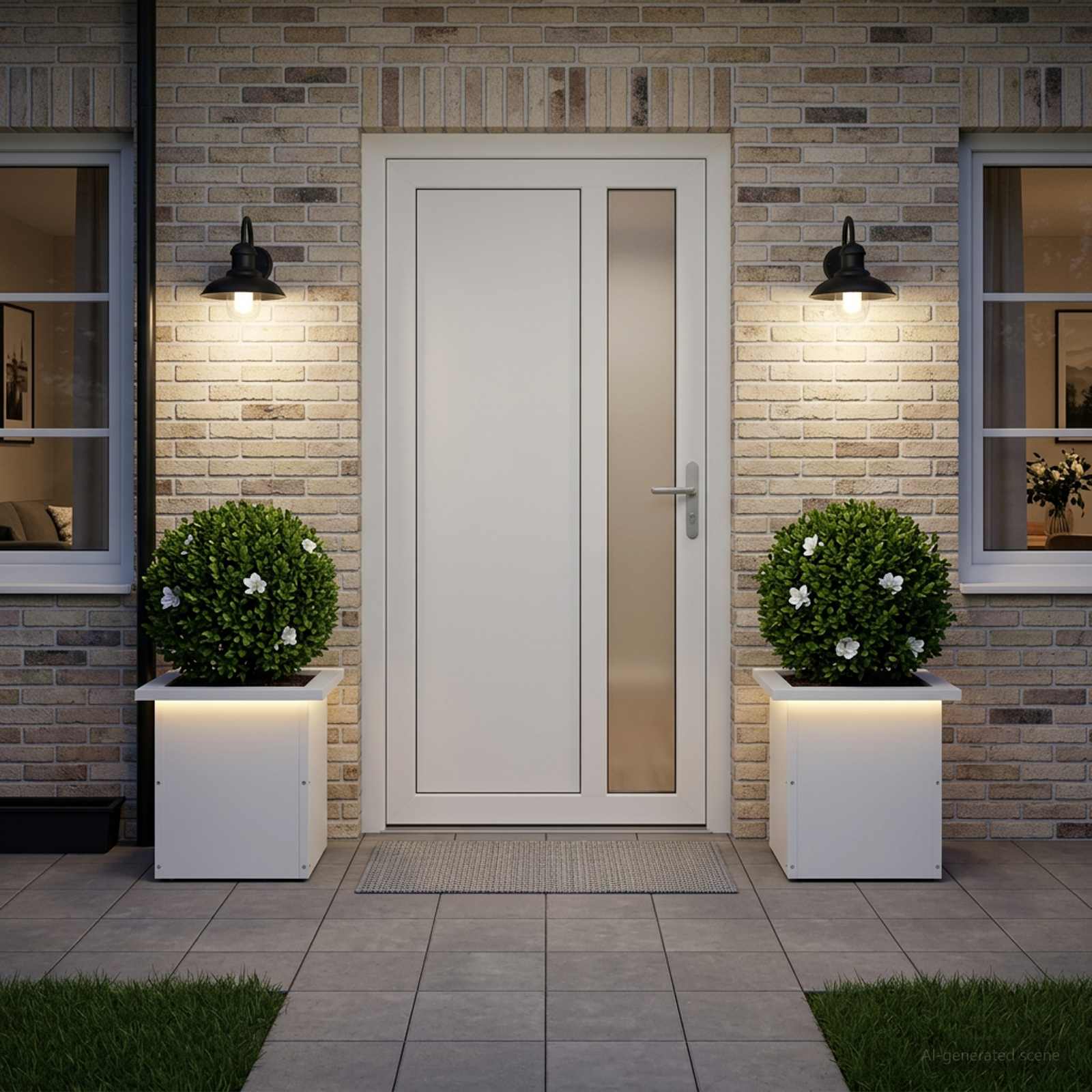 LED-valgustusega lillekast 2 tk Valge 30 x 30 x 30 cm Teras