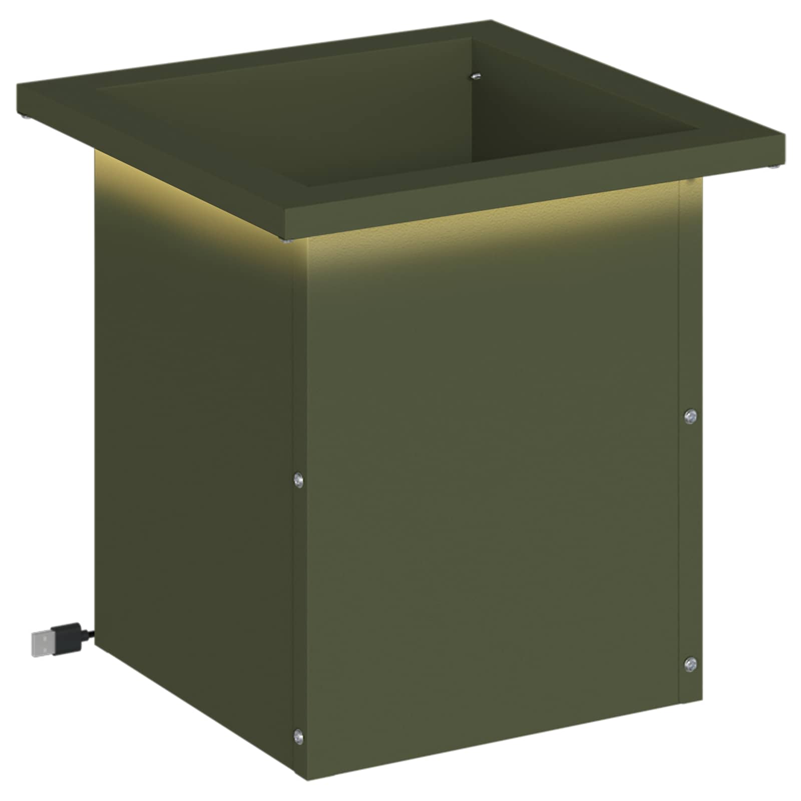 LED-valgustusega lillekast Oliiviroheline 30 x 30 x 30 cm Teras