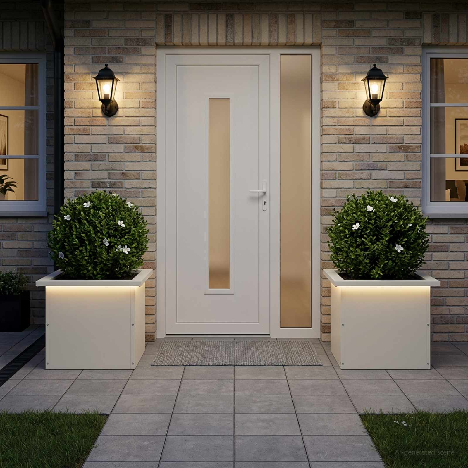 LED-valgustusega lillekast 2 tk Valge 30 x 40 x 30 cm Teras