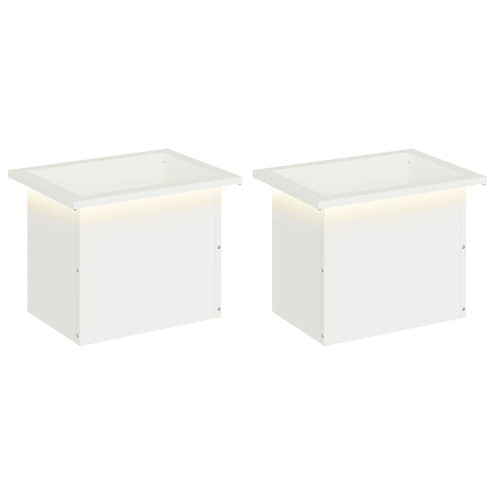 LED-valgustusega lillekast 2 tk Valge 30 x 40 x 30 cm Teras