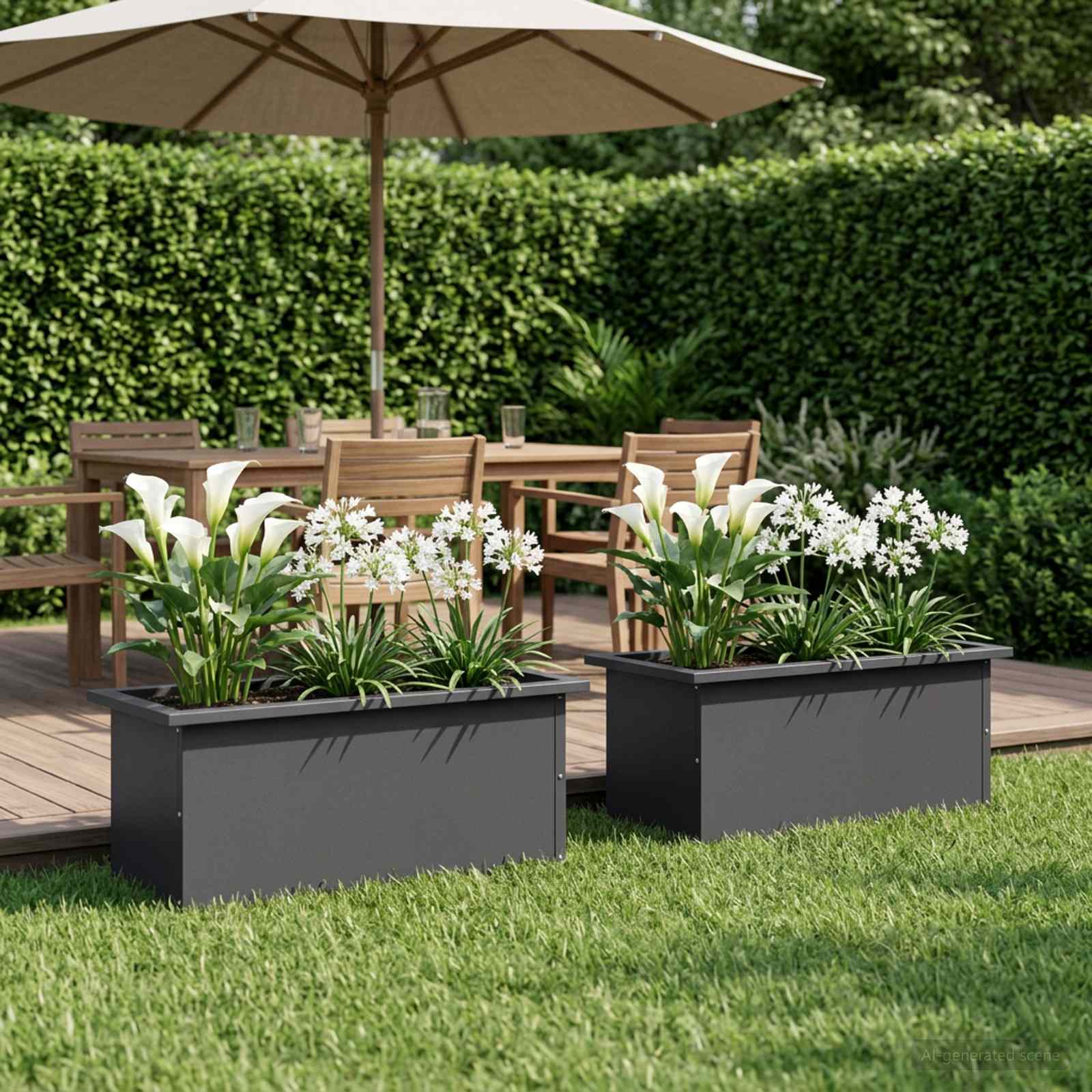 LED-valgustusega lillekast 2 tk Must 30 x 60 x 30 cm Teras