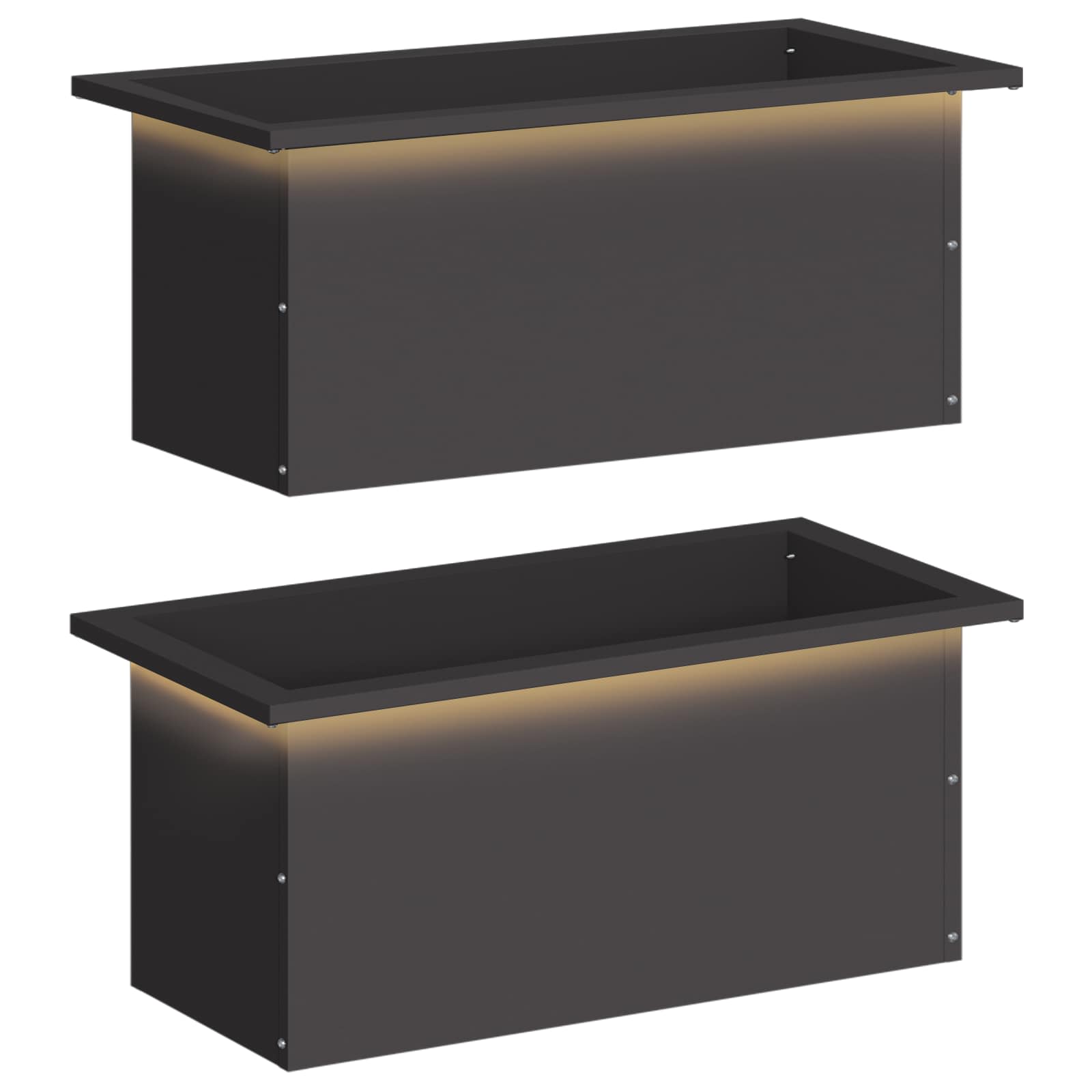 LED-valgustusega lillekast 2 tk Must 30 x 60 x 30 cm Teras
