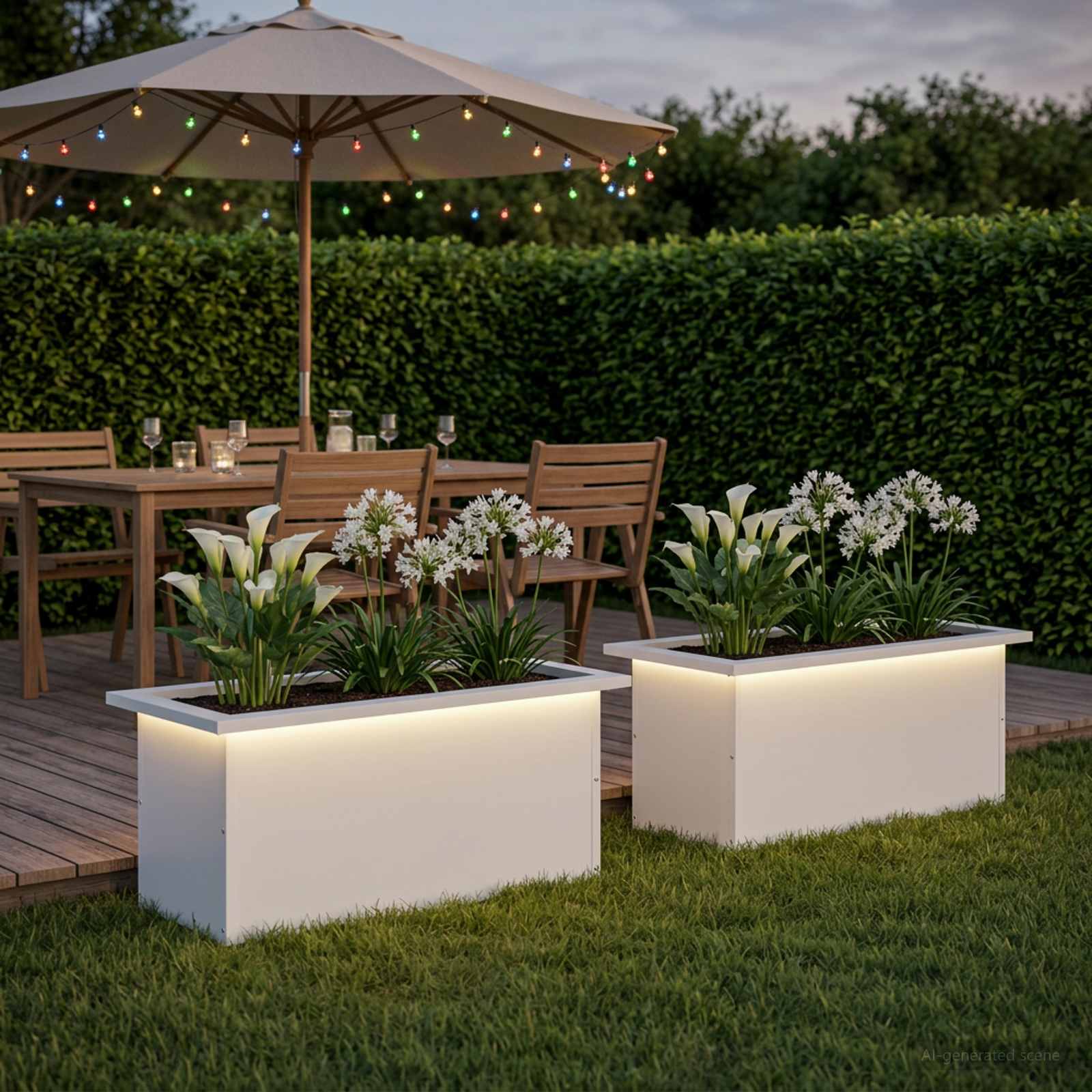 LED-valgustusega lillekast 2 tk Valge 30 x 60 x 30 cm Teras