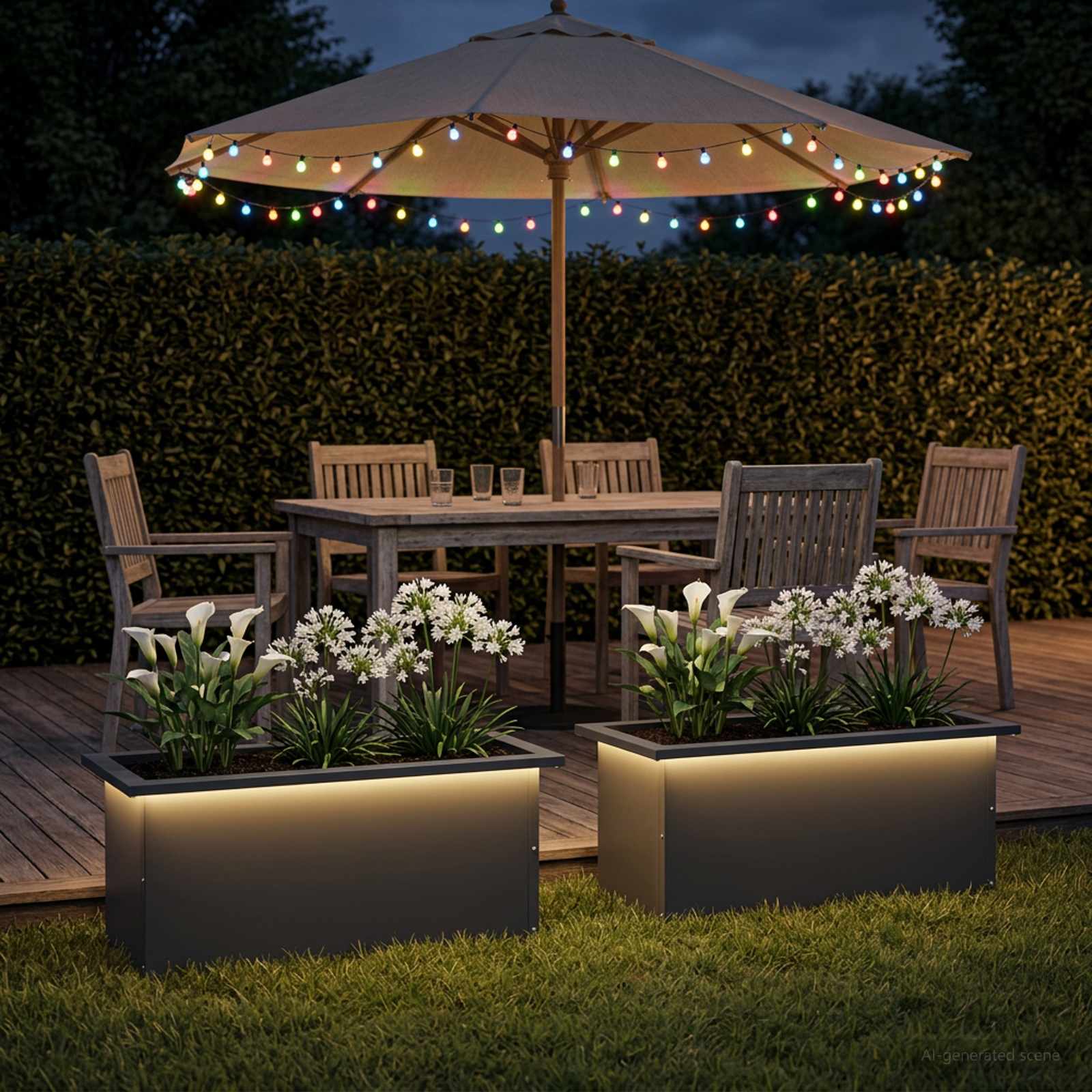 LED-valgustusega lillekast 2 tk Antriit 30 x 60 x 30 cm Teras
