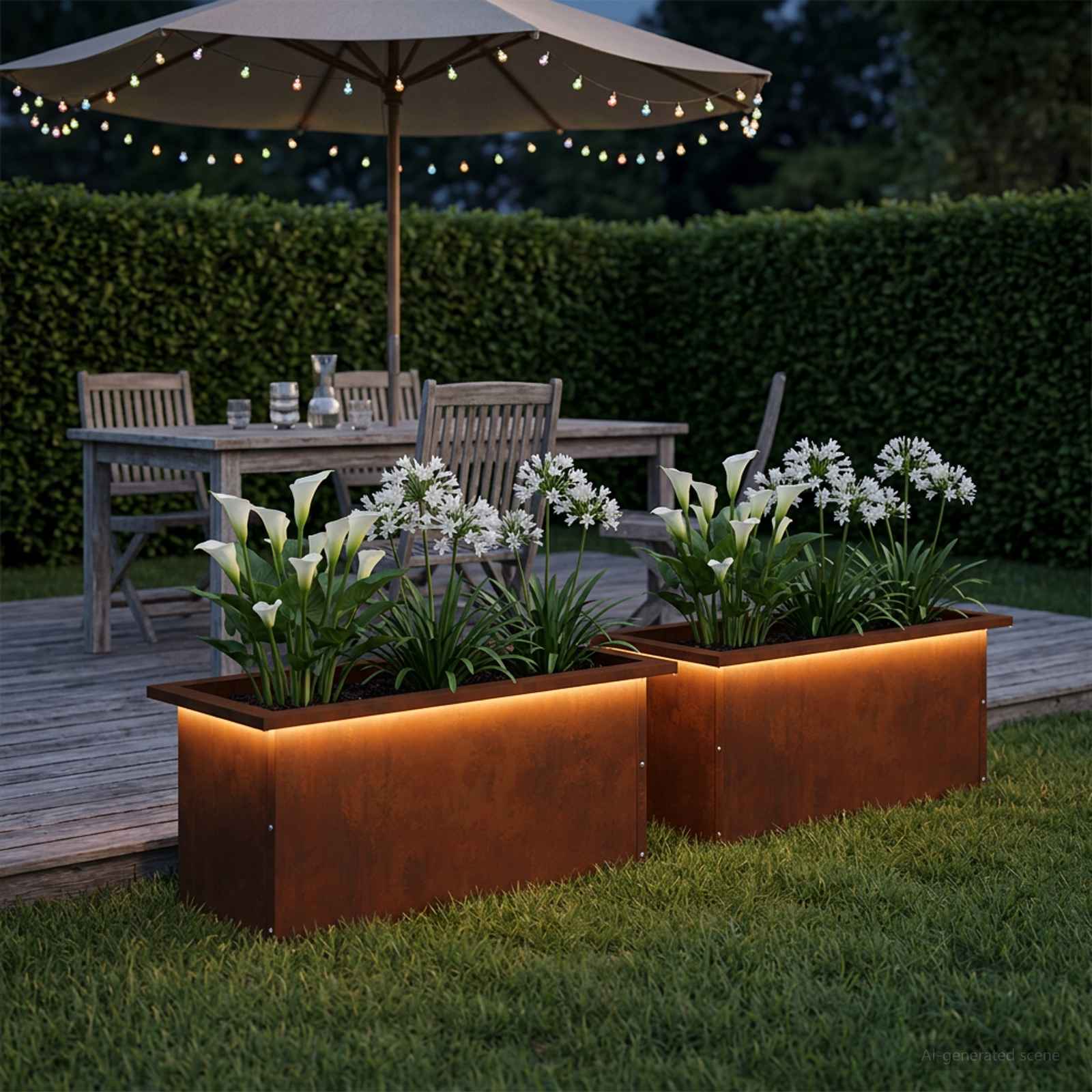 LED-valgustusega lillekast 2 tk Rooste 30 x 60 x 30 cm