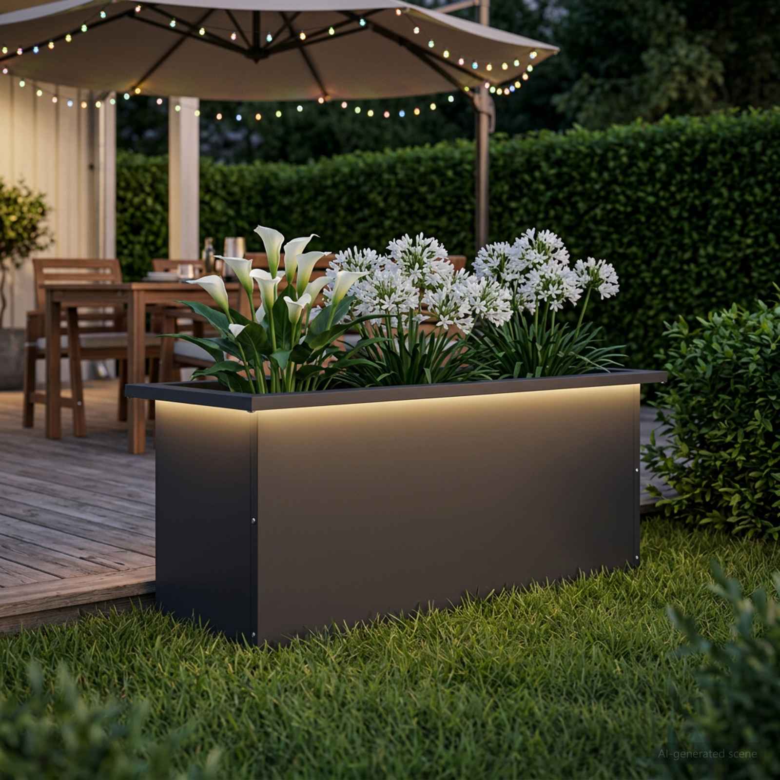 LED-valgustusega lillekast Must 30 x 80 x 30 cm Teras