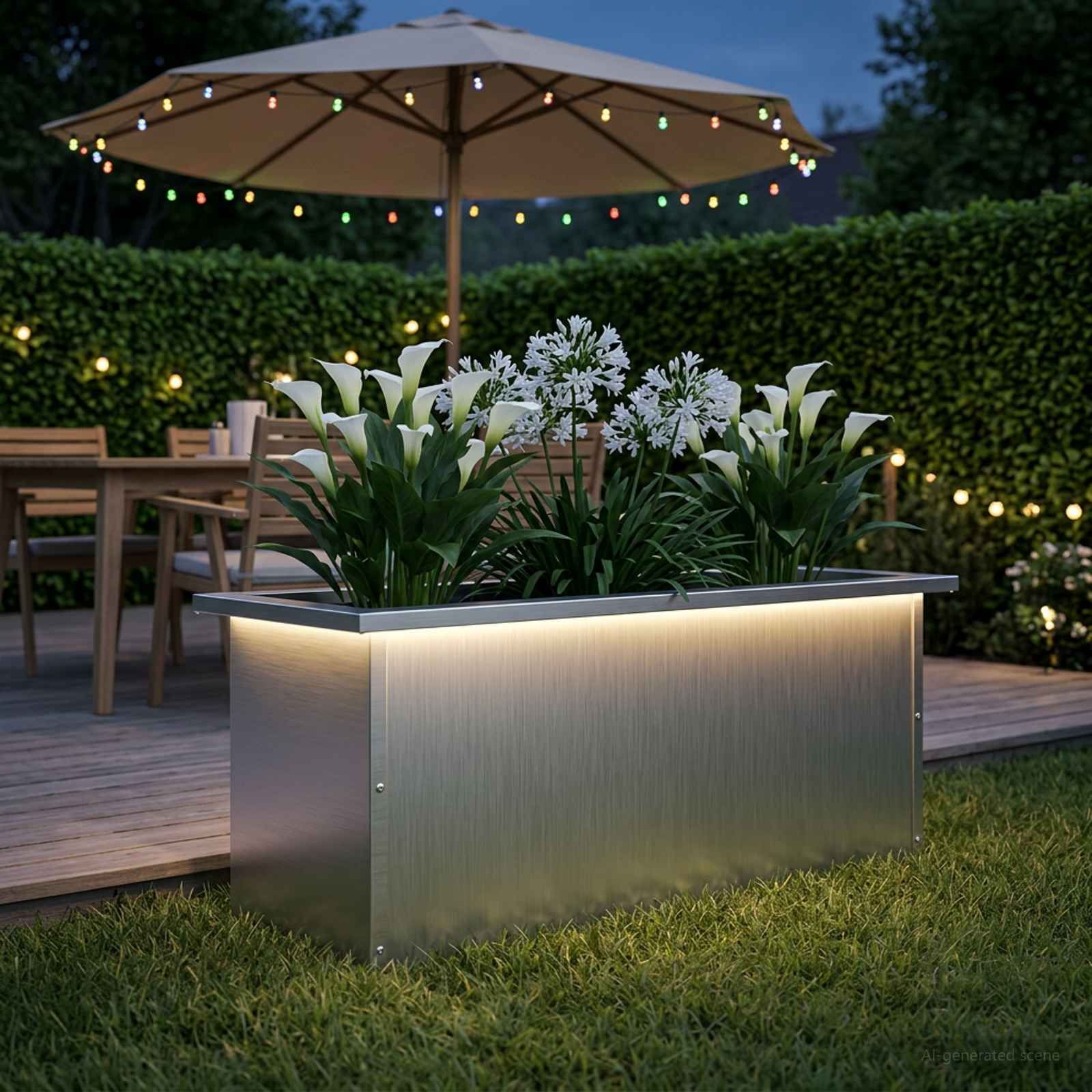 LED-valgustusega lillekast Valge 30 x 80 x 30 cm Teras