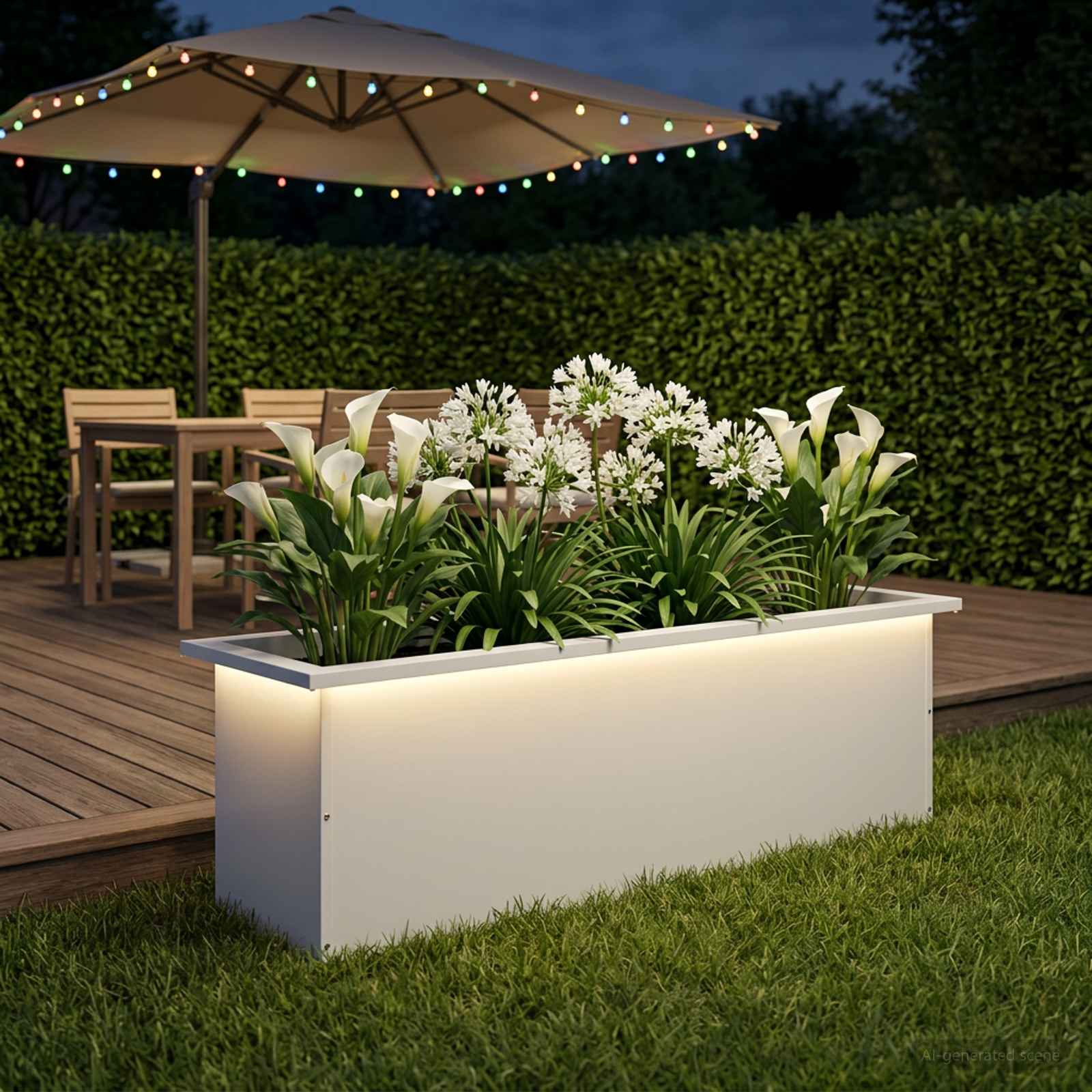LED-valgustusega lillekast Valge 30 x 100 x 30 cm Teras