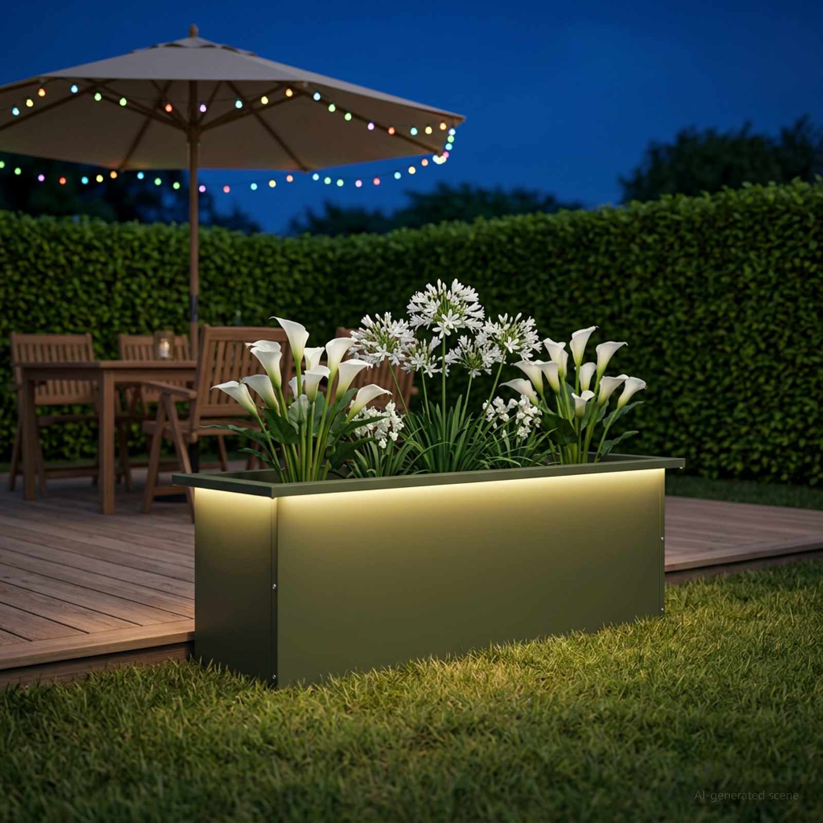 LED-valgustusega lillekast Oliiviroheline 30 x 100 x 30 cm