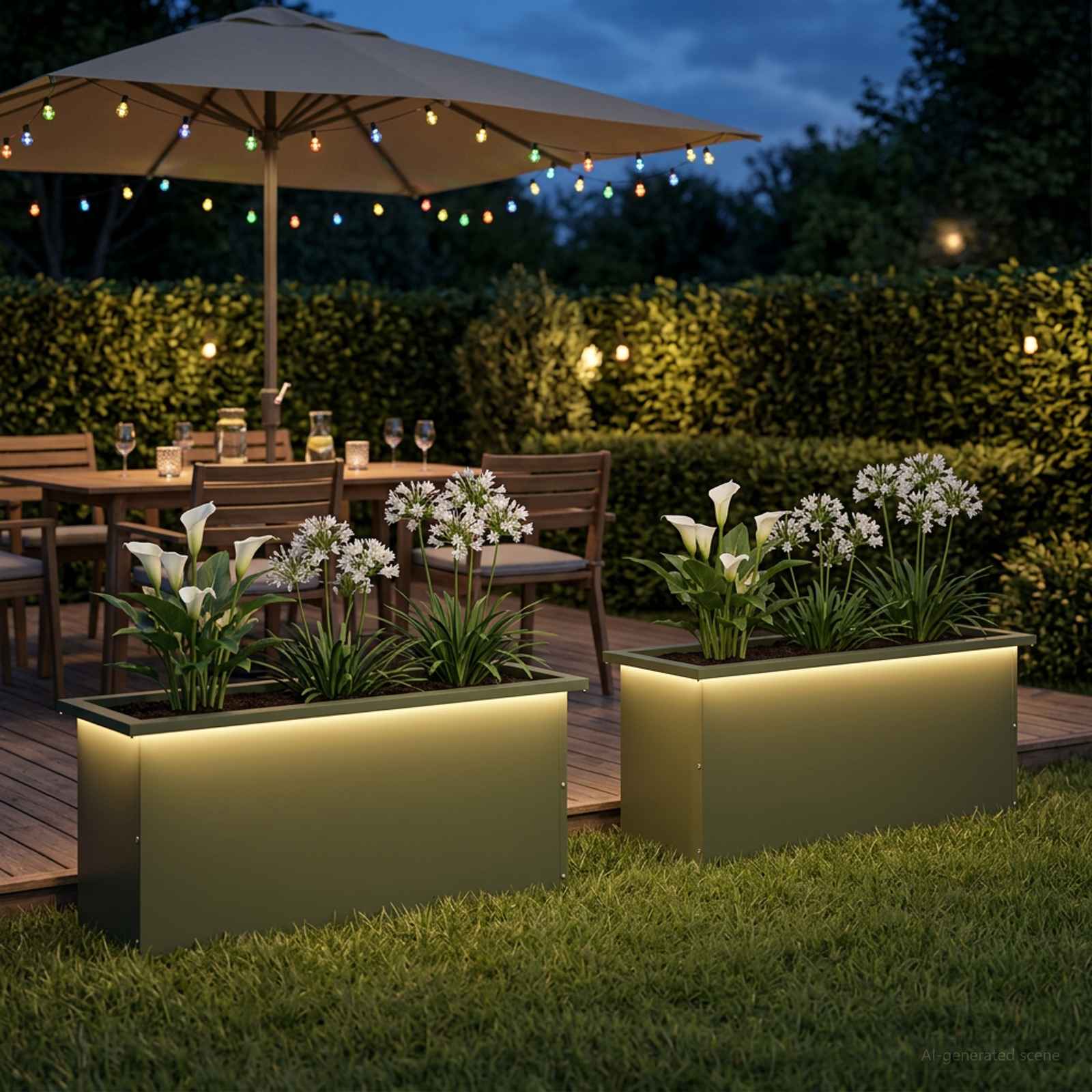 LED-valgustusega lillekast 2 tk Oliiviroheline 30 x 100 x 30 cm