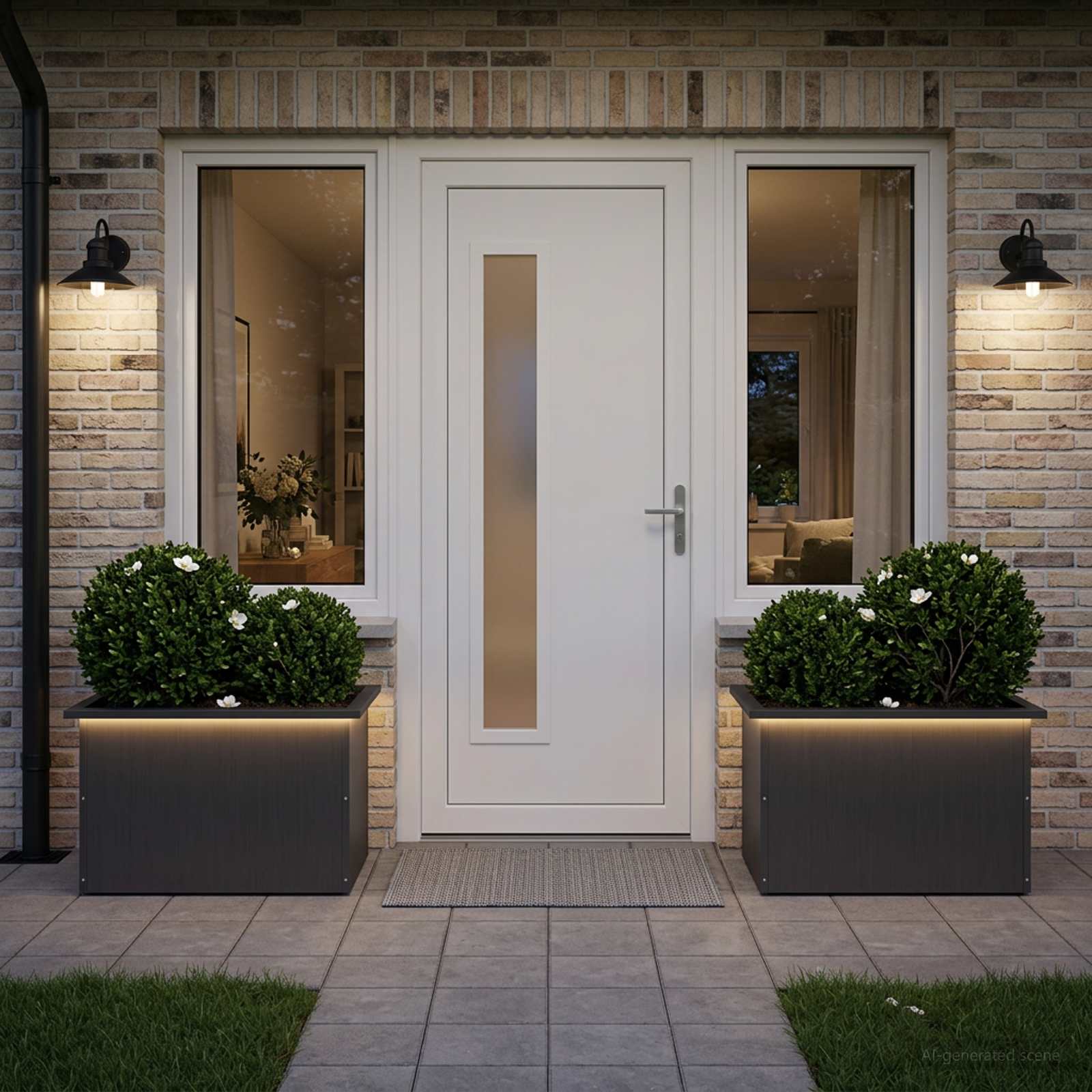 LED-valgustusega lillekast 2 tk Must 40 x 60 x 40 cm Teras