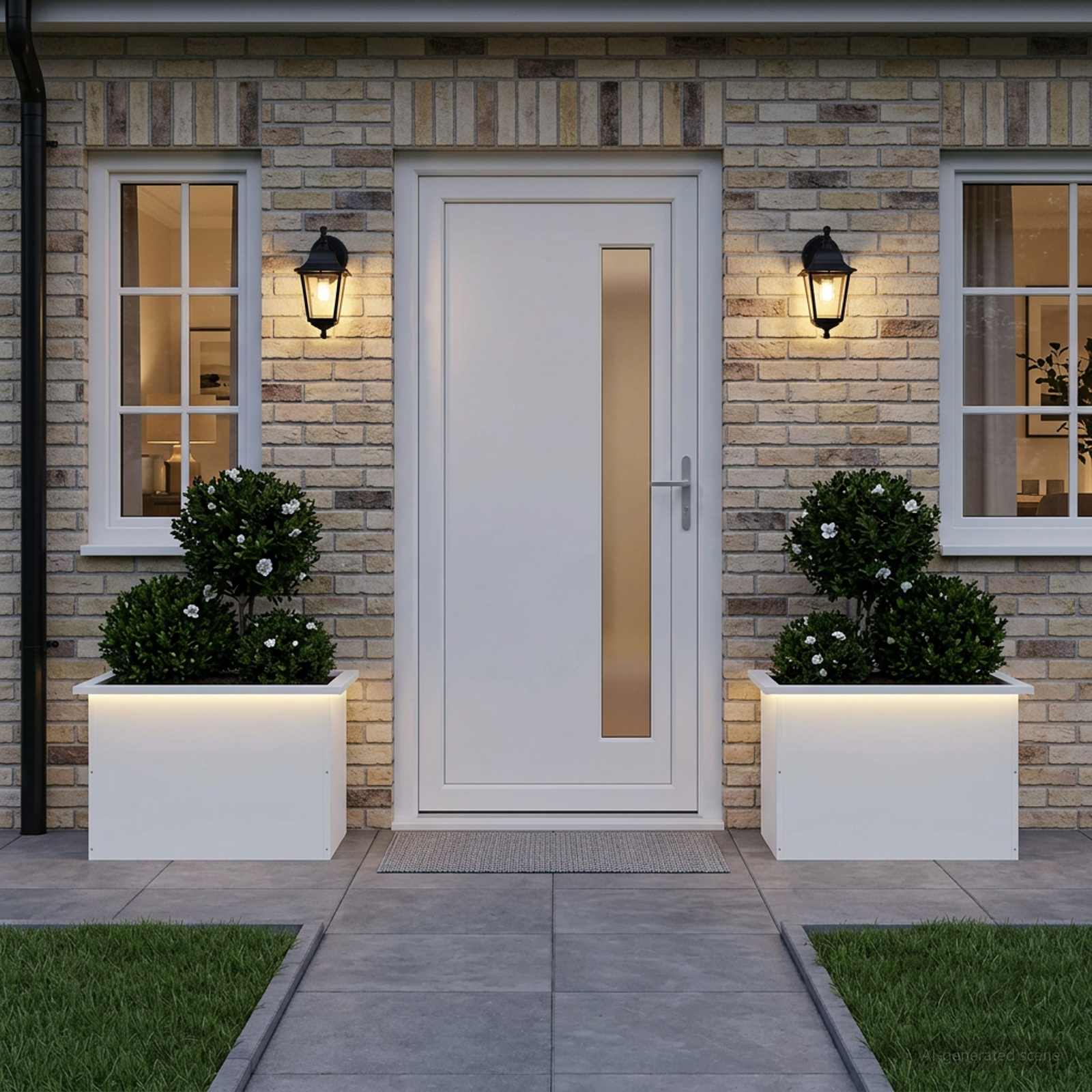 LED-valgustusega lillekast 2 tk Valge 40 x 60 x 40 cm Teras