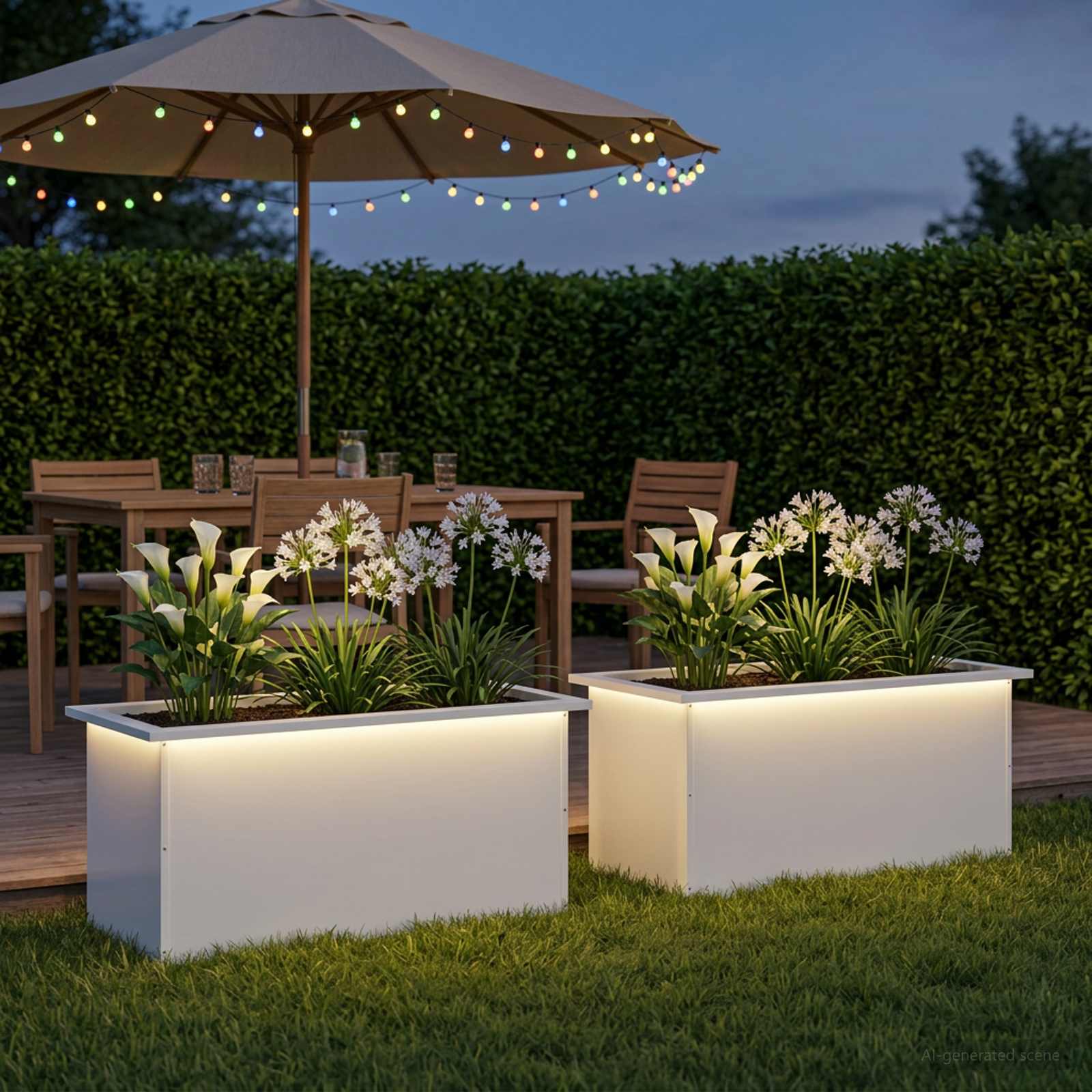 LED-valgustusega lillekast 2 tk Valge 40 x 80 x 40 cm Teras