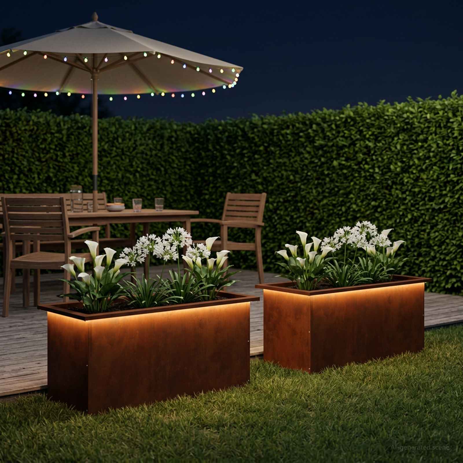 LED-valgustusega lillekast 2 tk Rooste 40 x 80 x 40 cm