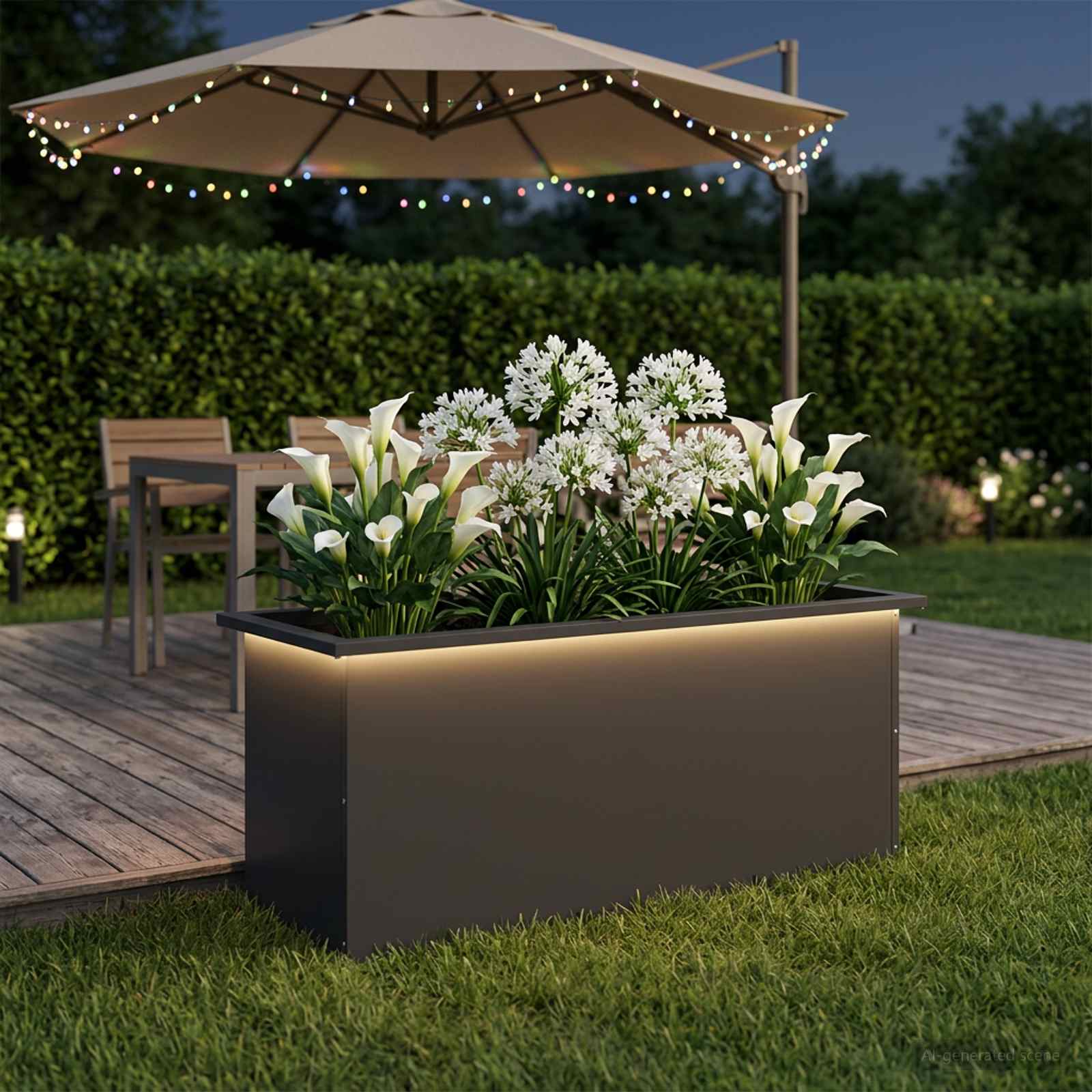 LED-valgustusega lillekast Must 40 x 100 x 40 cm Teras