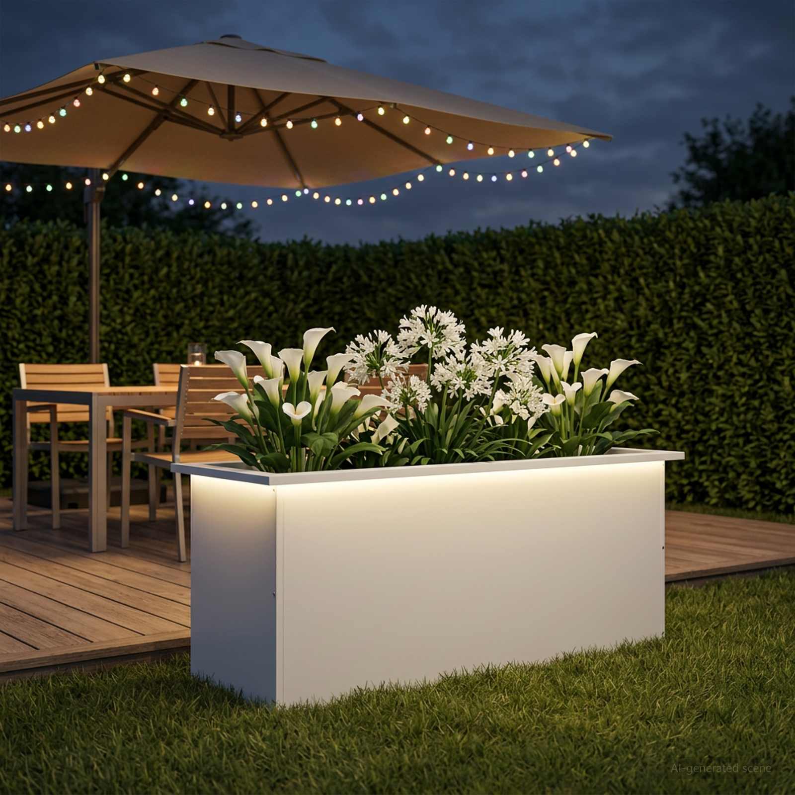 LED-valgustusega lillekast Valge 40 x 100 x 40 cm Teras