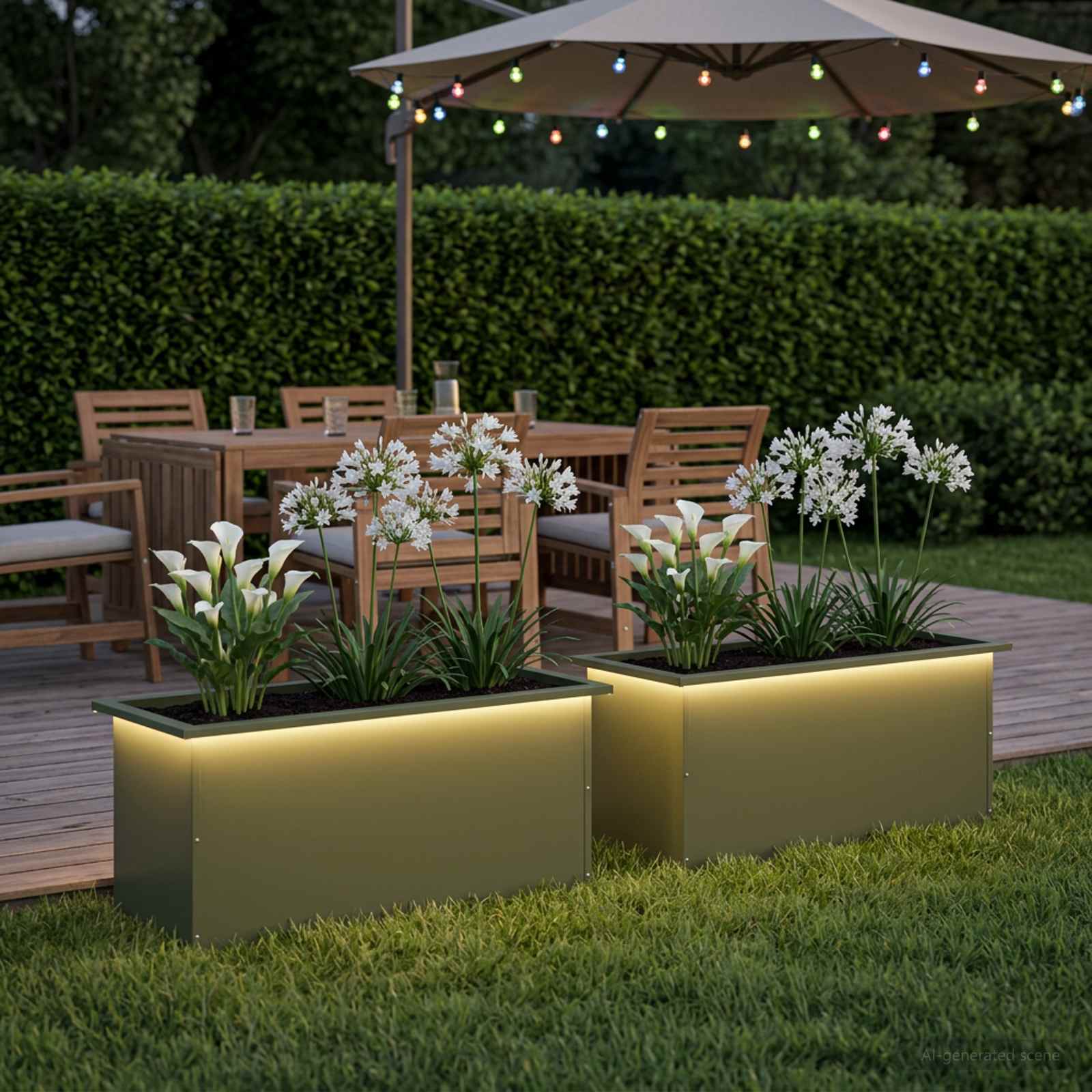 LED-valgustusega lillekast 2 tk Oliiviroheline 40 x 100 x 40 cm