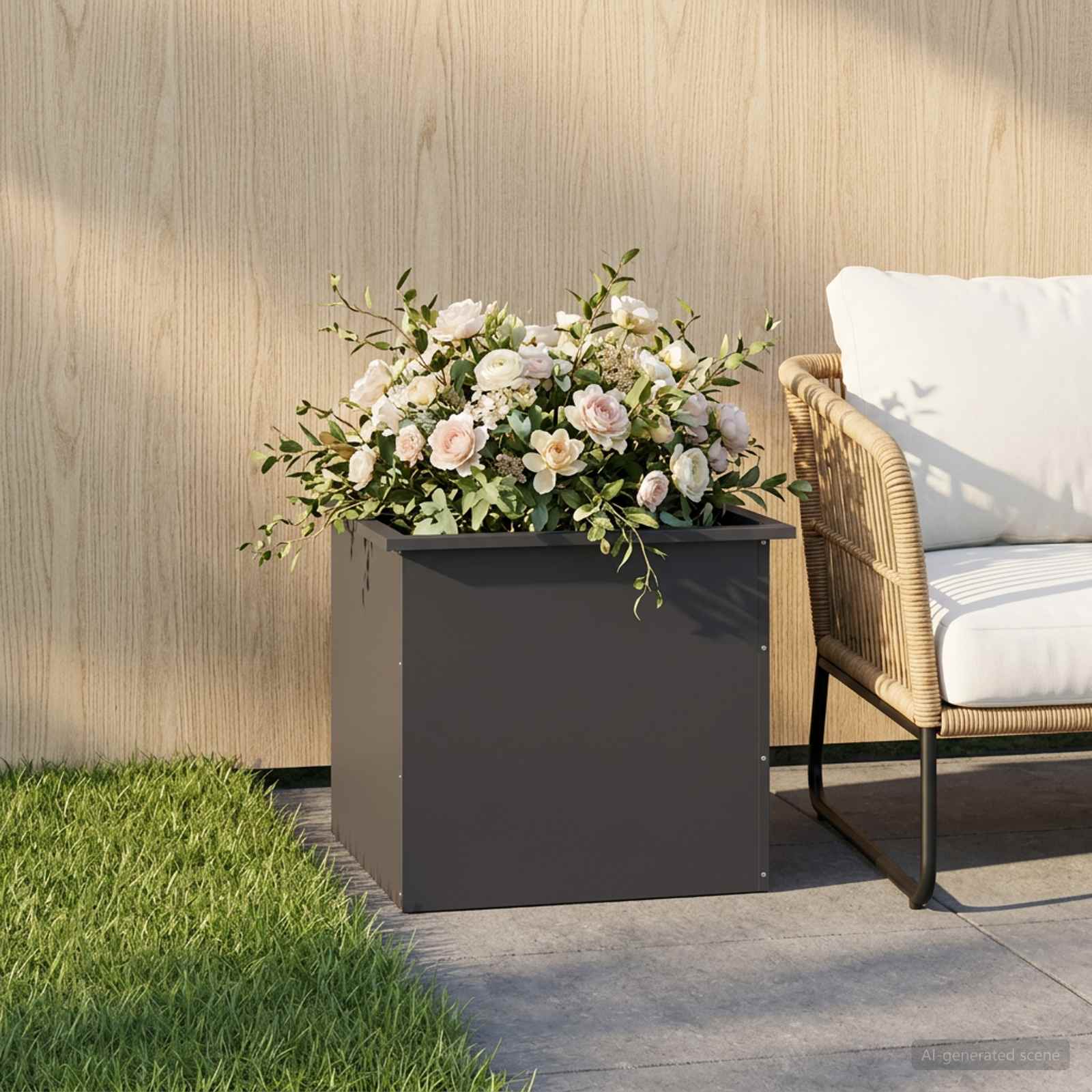 LED-valgustusega lillekast Must 50 x 60 x 48 cm Teras