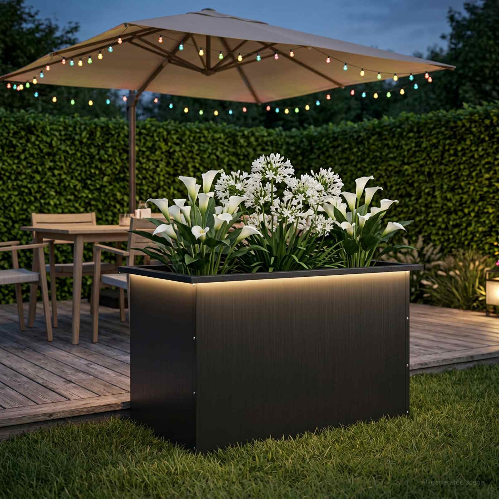 LED-valgustusega lillekast Must 50 x 80 x 48 cm Teras