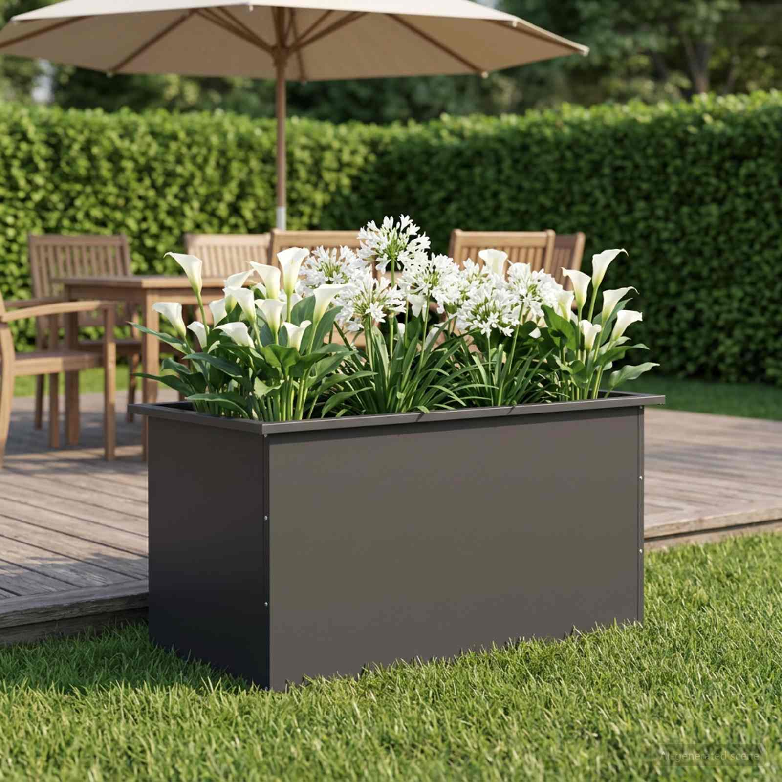 LED-valgustusega lillekast Must 50 x 80 x 48 cm Teras