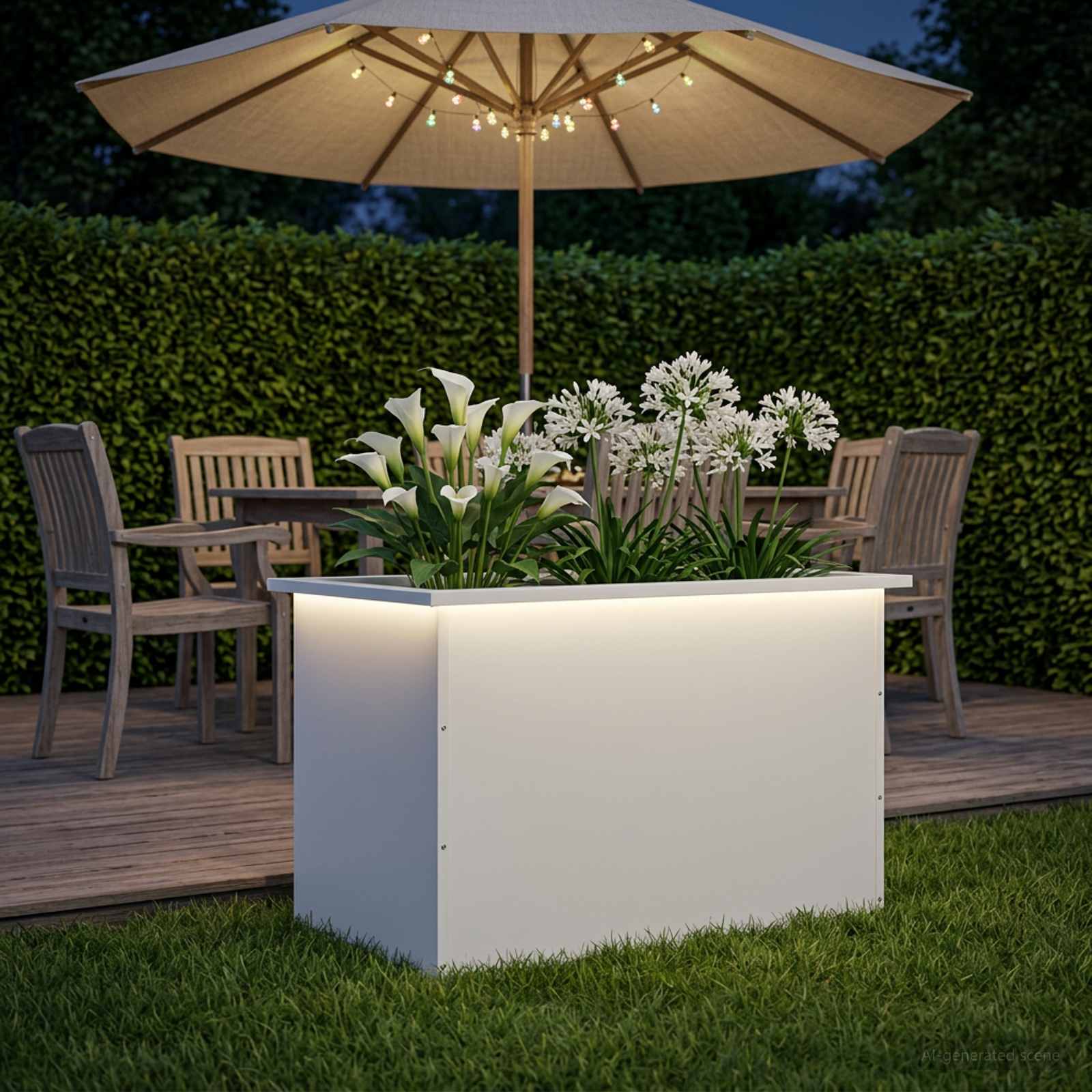 LED-valgustusega lillekast Valge 50 x 80 x 48 cm Teras