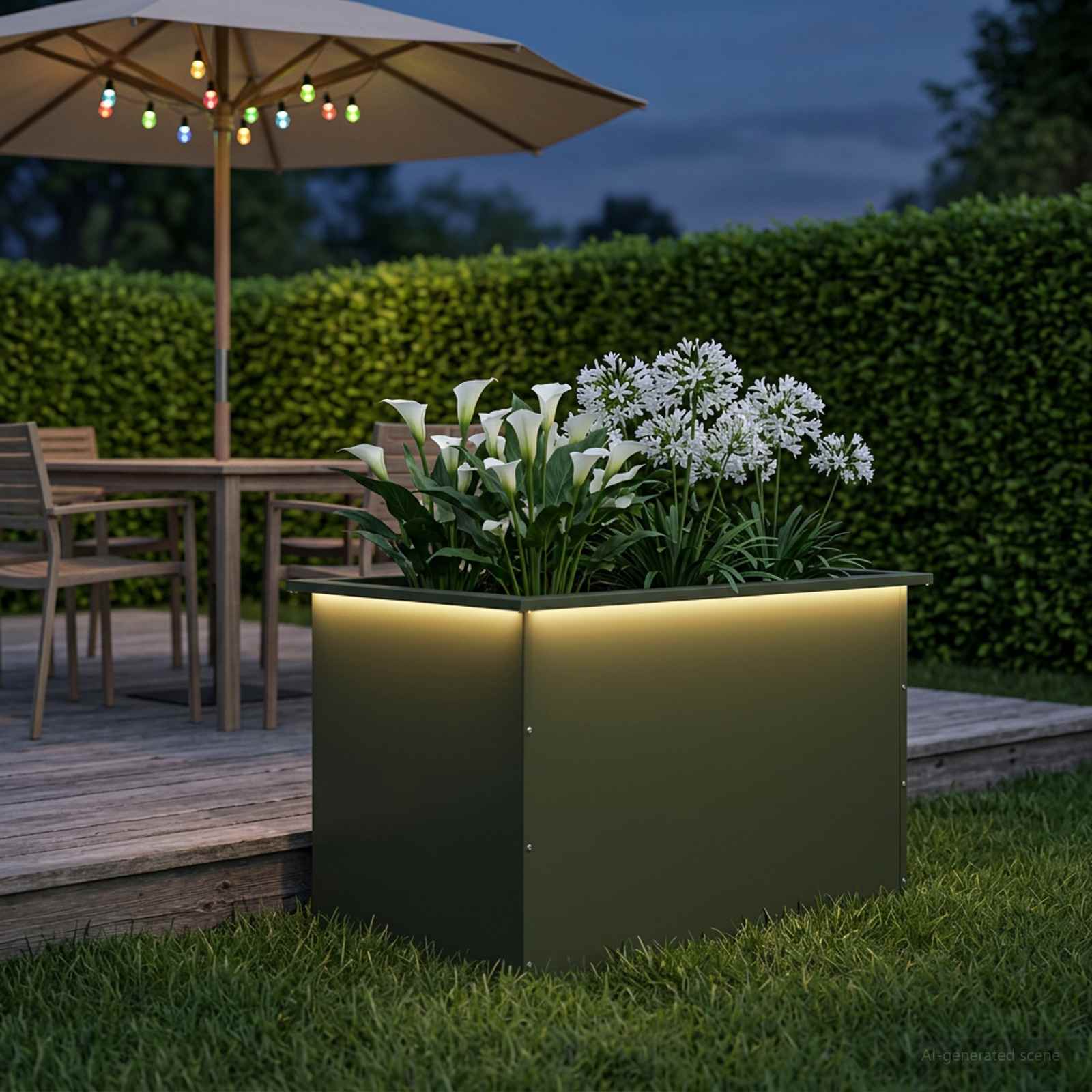 LED-valgustusega lillekast Oliiviroheline 50 x 80 x 48 cm Teras