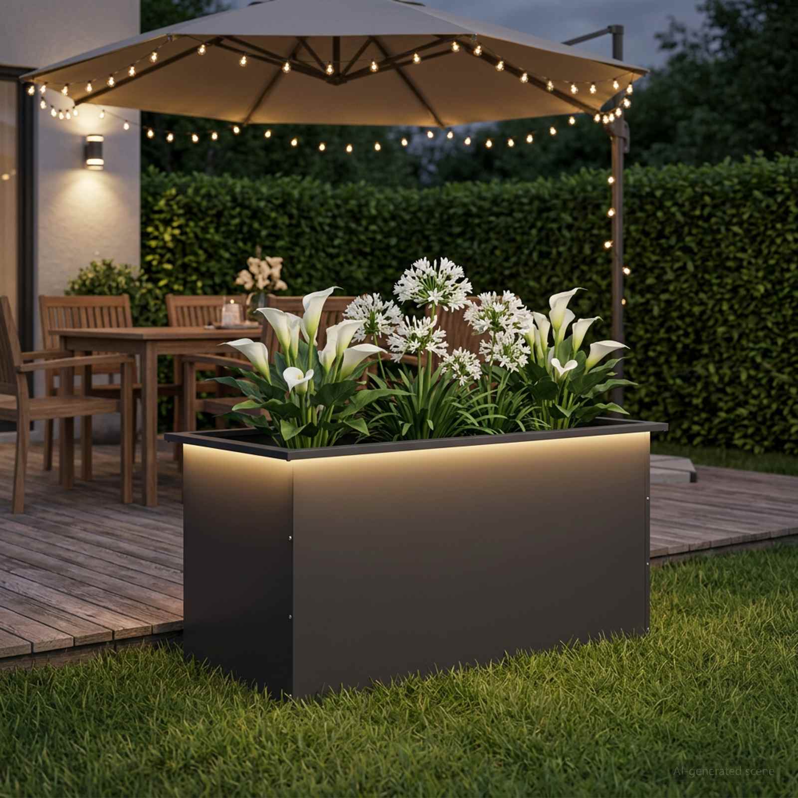 LED-valgustusega lillekast Must 50 x 100 x 48 cm Teras