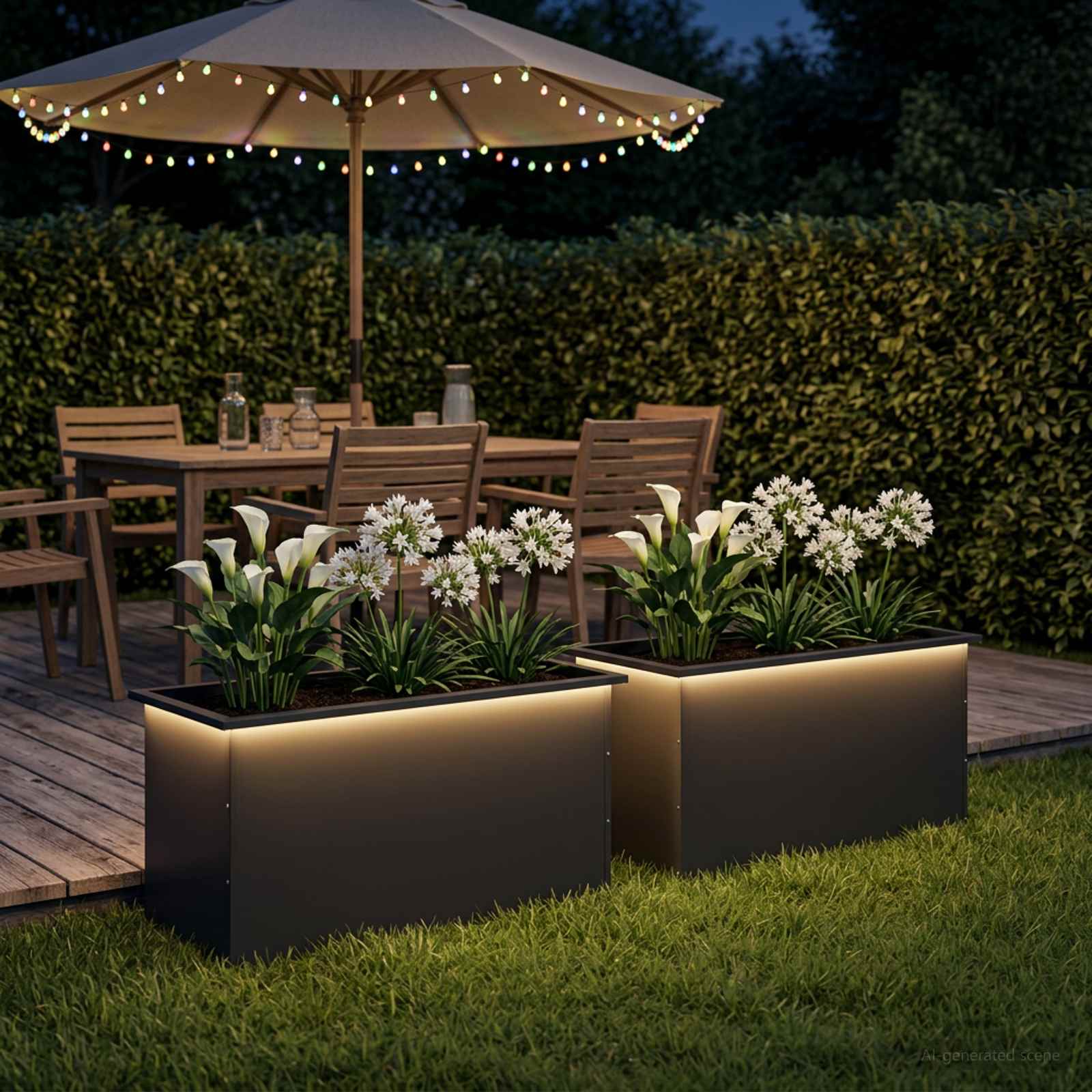 LED-valgustusega lillekast 2 tk Must 50 x 100 x 48 cm Teras