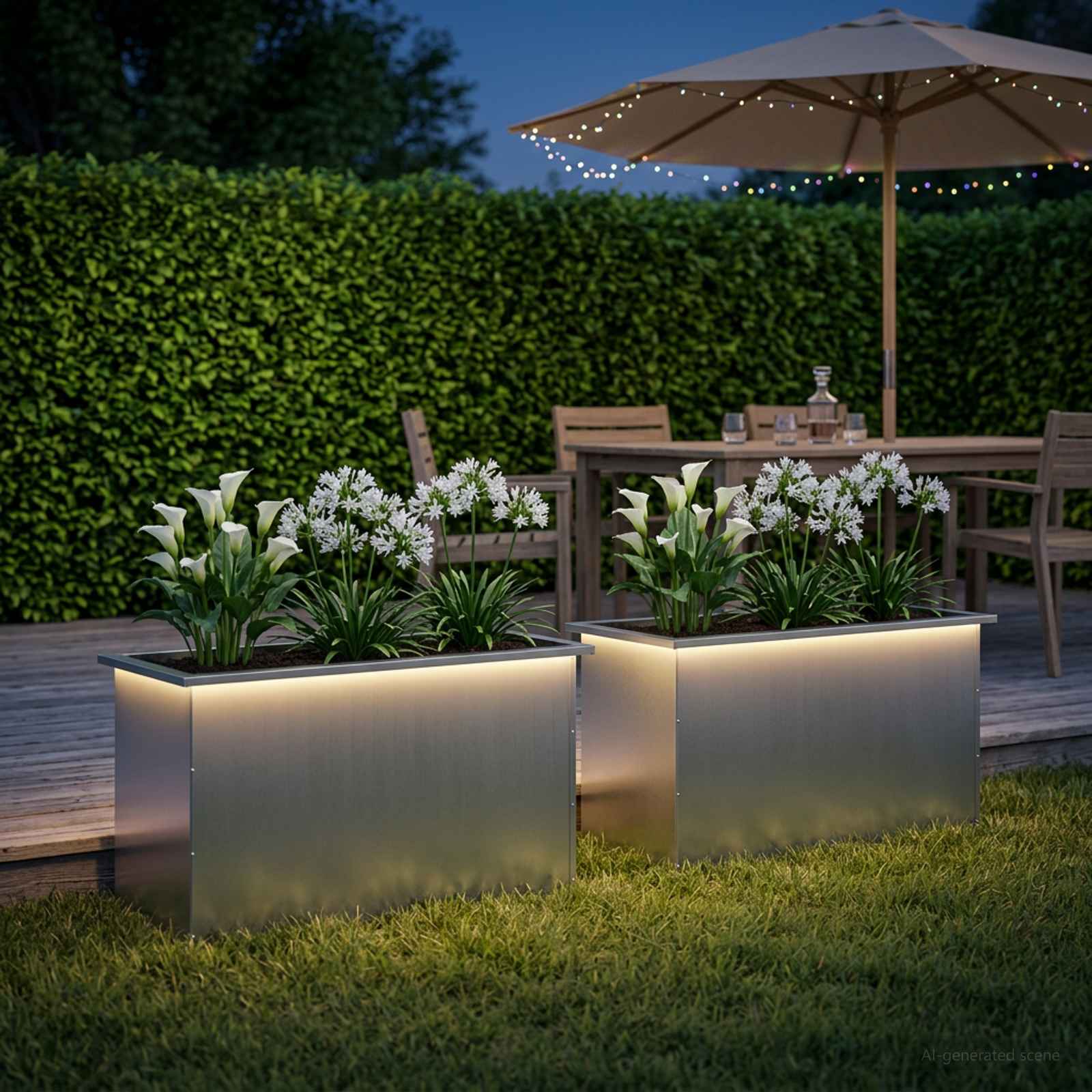 LED-valgustusega lillekast 2 tk Hõbedane 50 x 100 x 48 cm