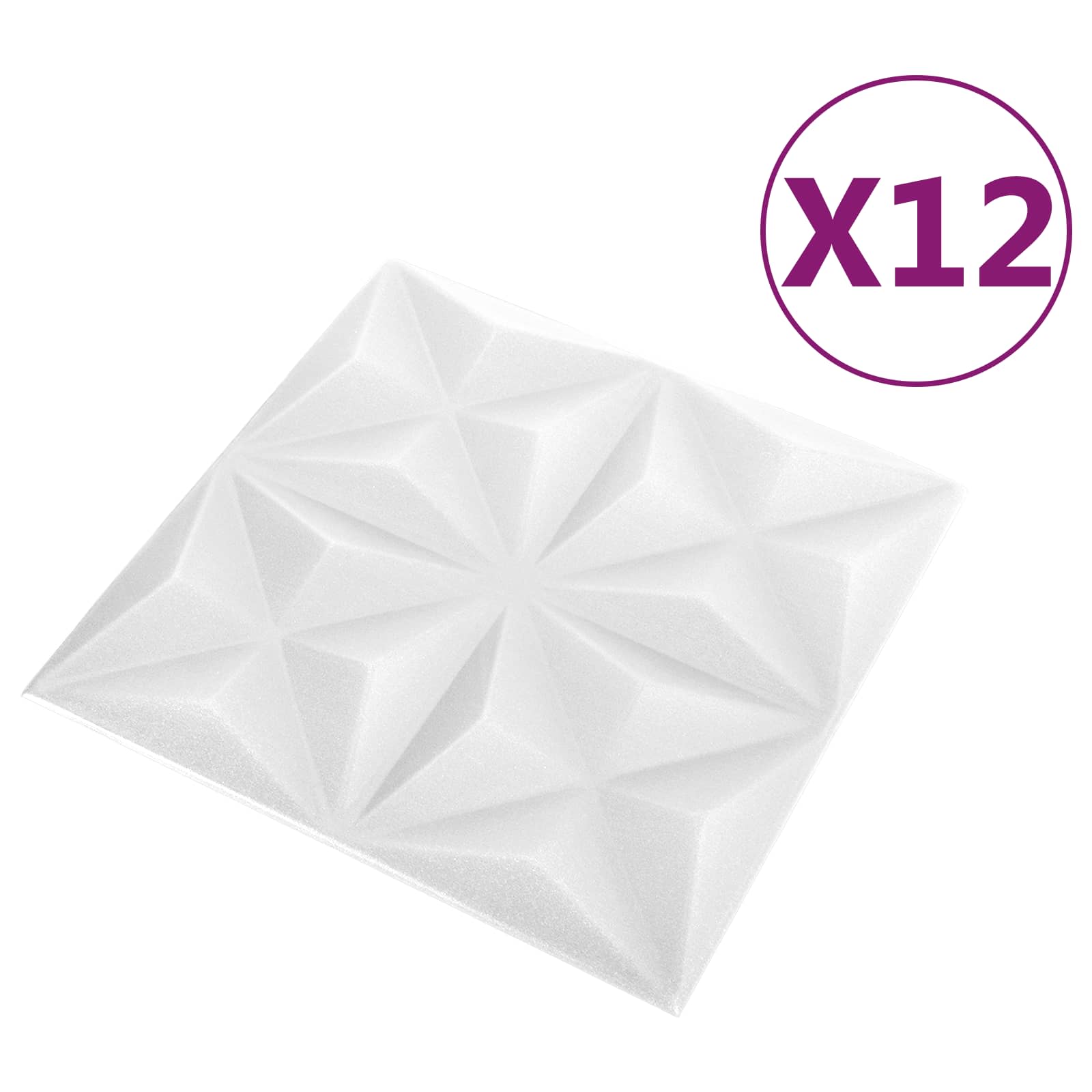 Seinapaneelid 12 tk 50 x 50 cm Origami Valge XPS Vaht