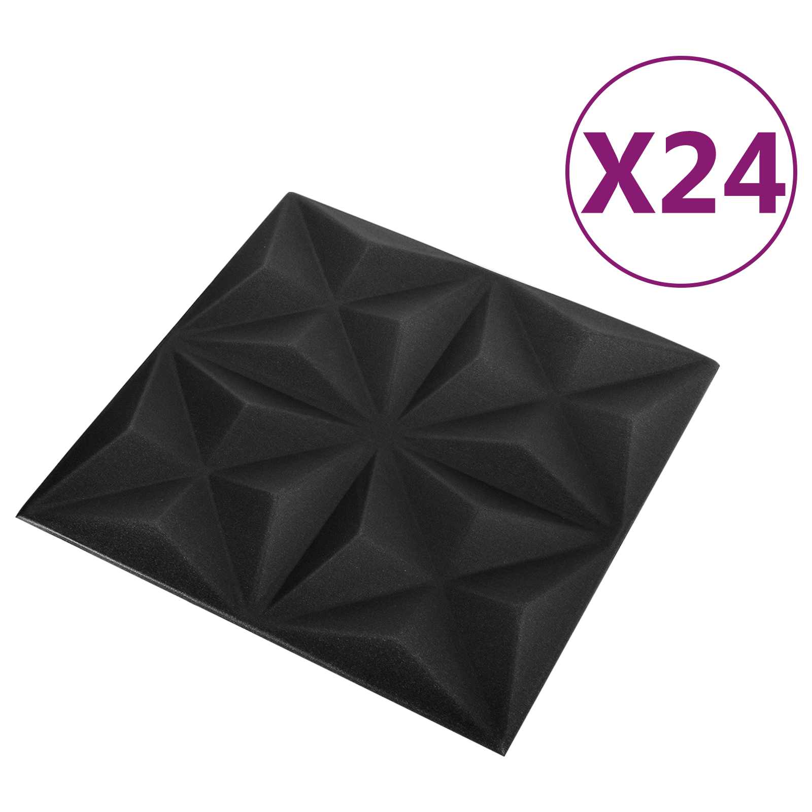 Seinapaneelid 24 tk 50 x 50 cm Origami Must XPS Vaht