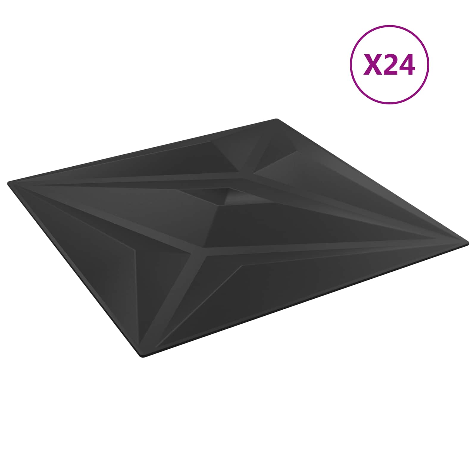 Seinapaneelid 24 tk 50 x 50 cm Must Staar XPS Vaht