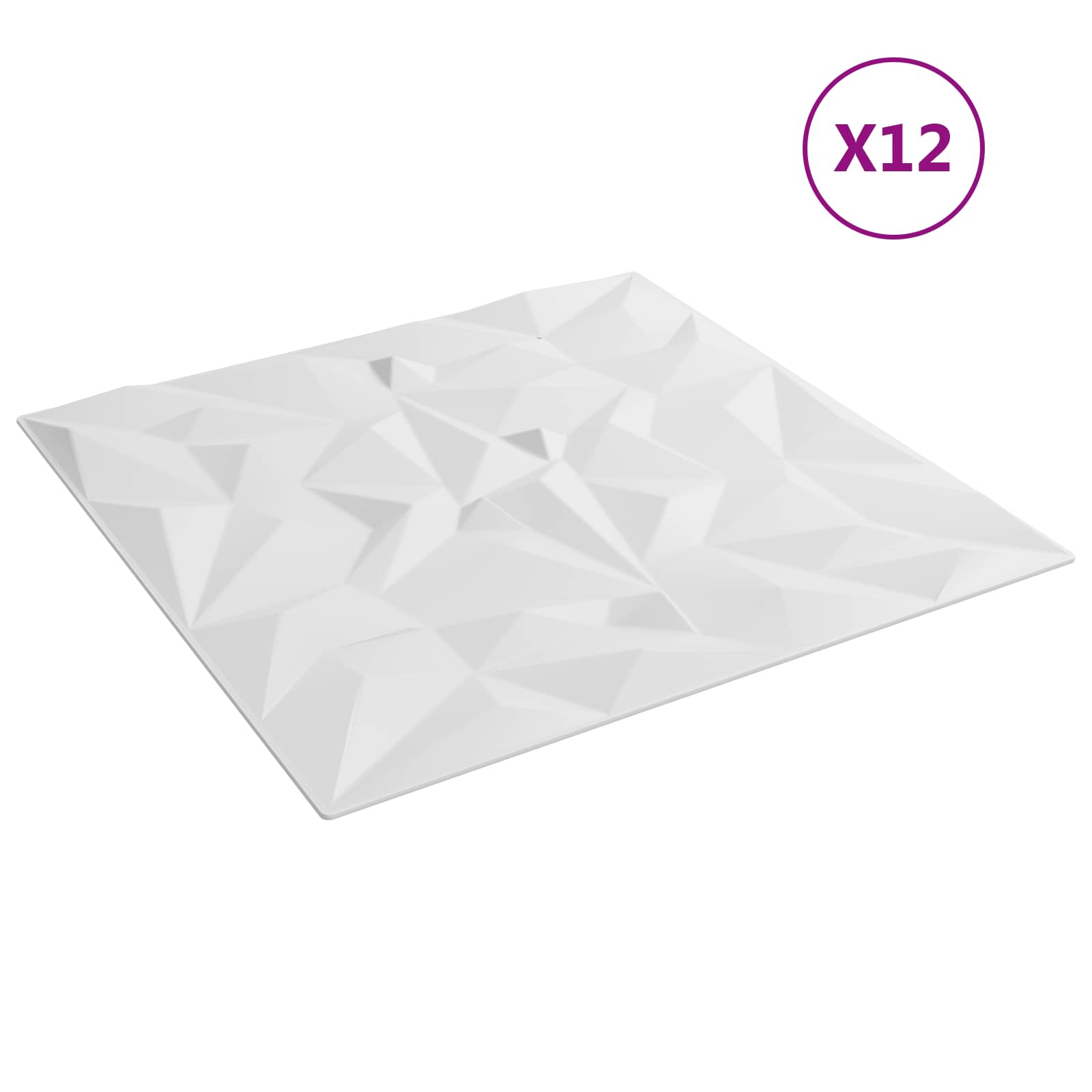 Seinapaneelid 12 tk 50 x 50 cm Valge XPS Vaht