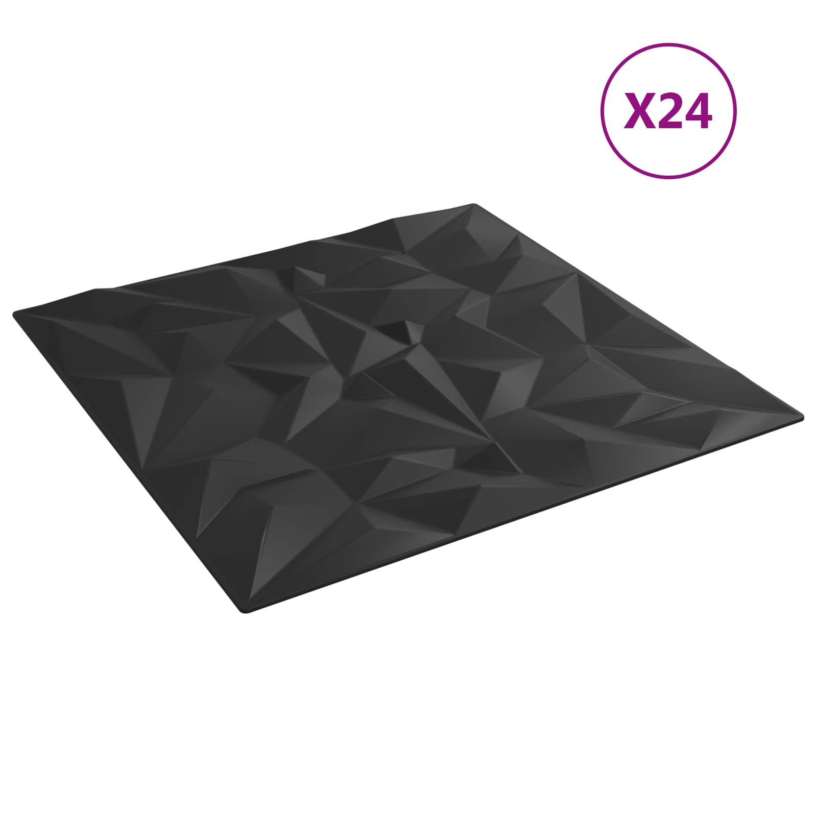 Seinapaneelid 24 tk 50 x 50 cm Must XPS Vaht