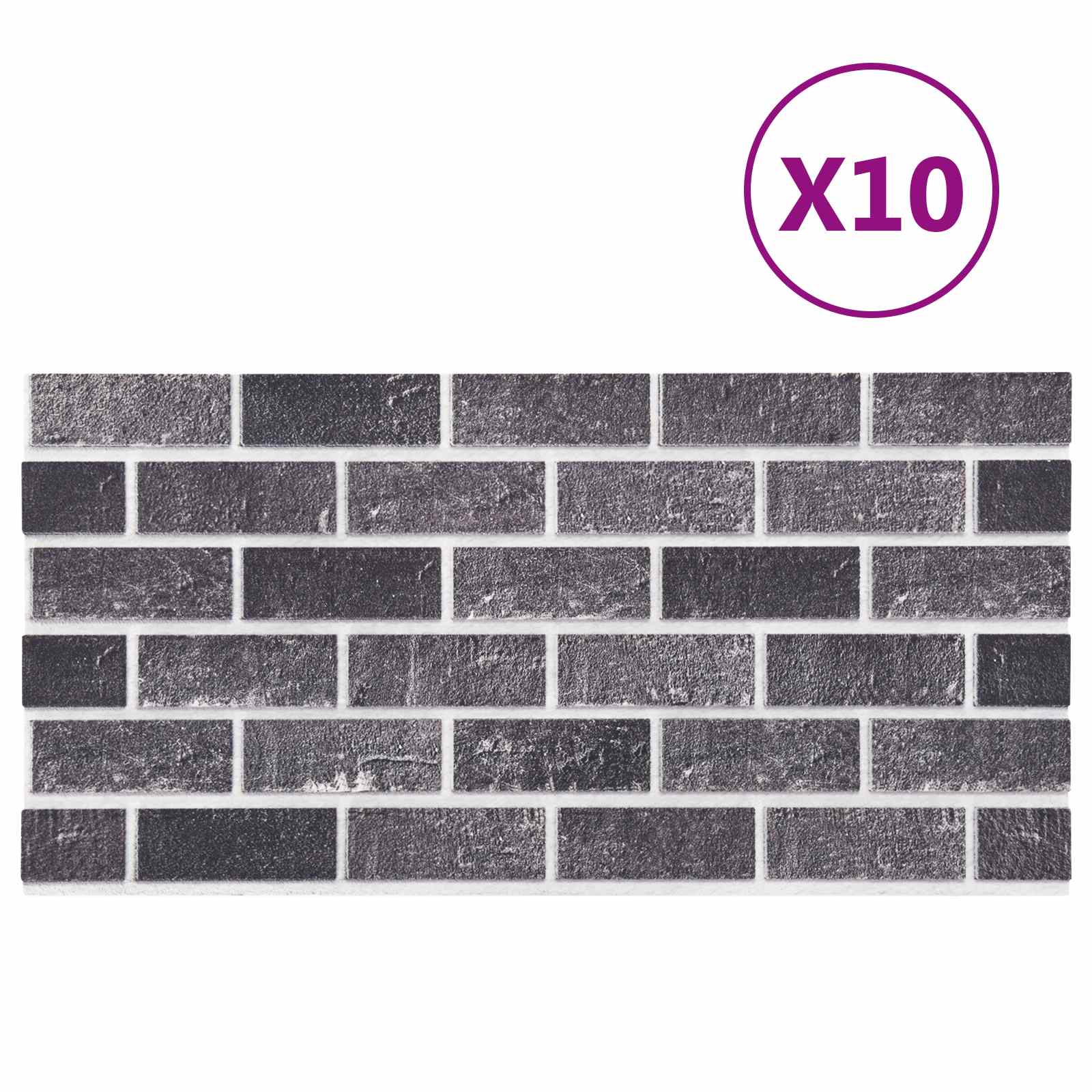 Seinapaneelid 10 tk 100 x 50 cm Must ja Hall EPS vaht