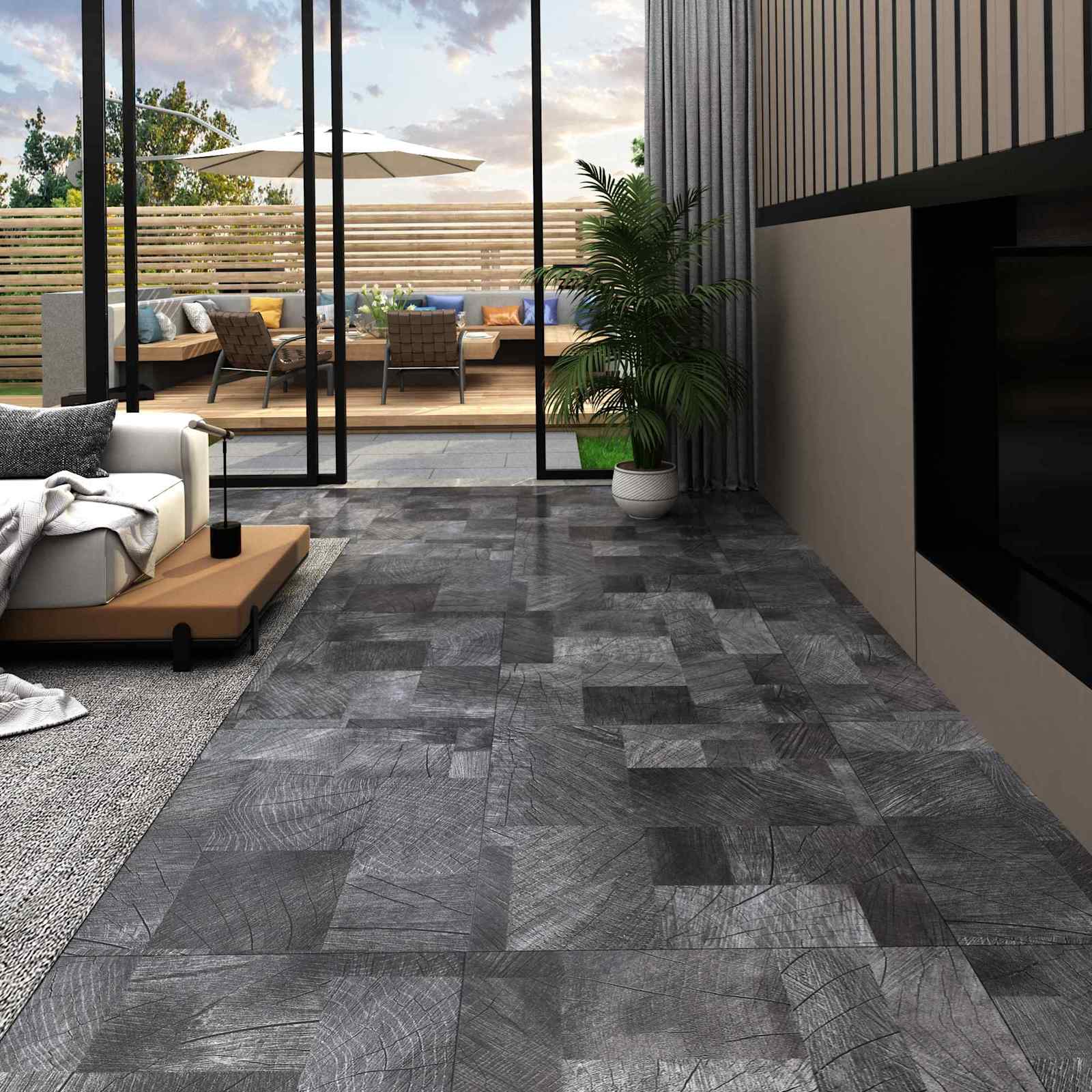 Põrandaplaadid Puidust struktuur hall 5,11 m² 55 tk PVC