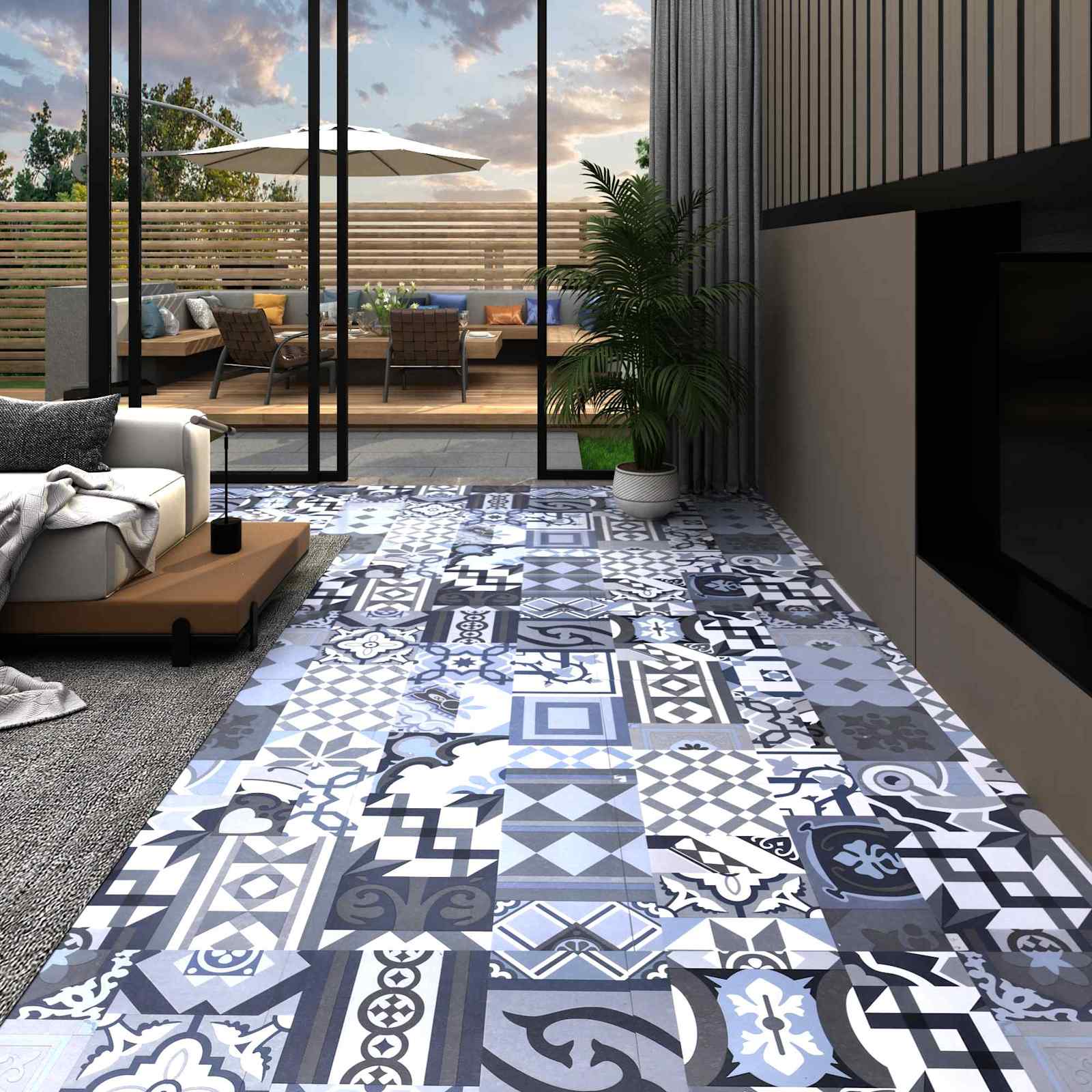 Põrandaplaadid Värviline muster 5,11 m² 55 tk PVC