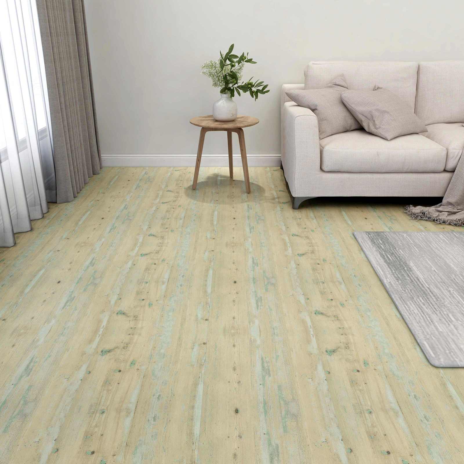 Põrandaplaadid Valge ja Helepruun 5,11 m² 55 tk PVC