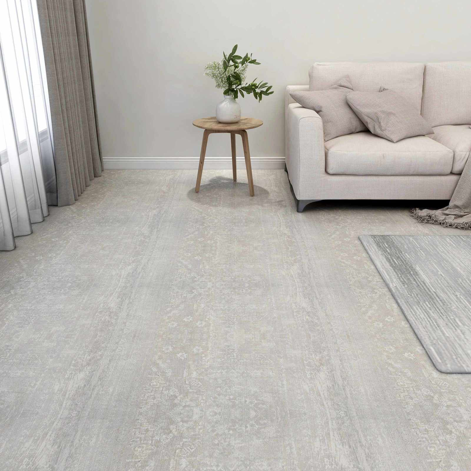Põrandaplaadid Valge ja puit 5,11 m² 55 tk PVC
