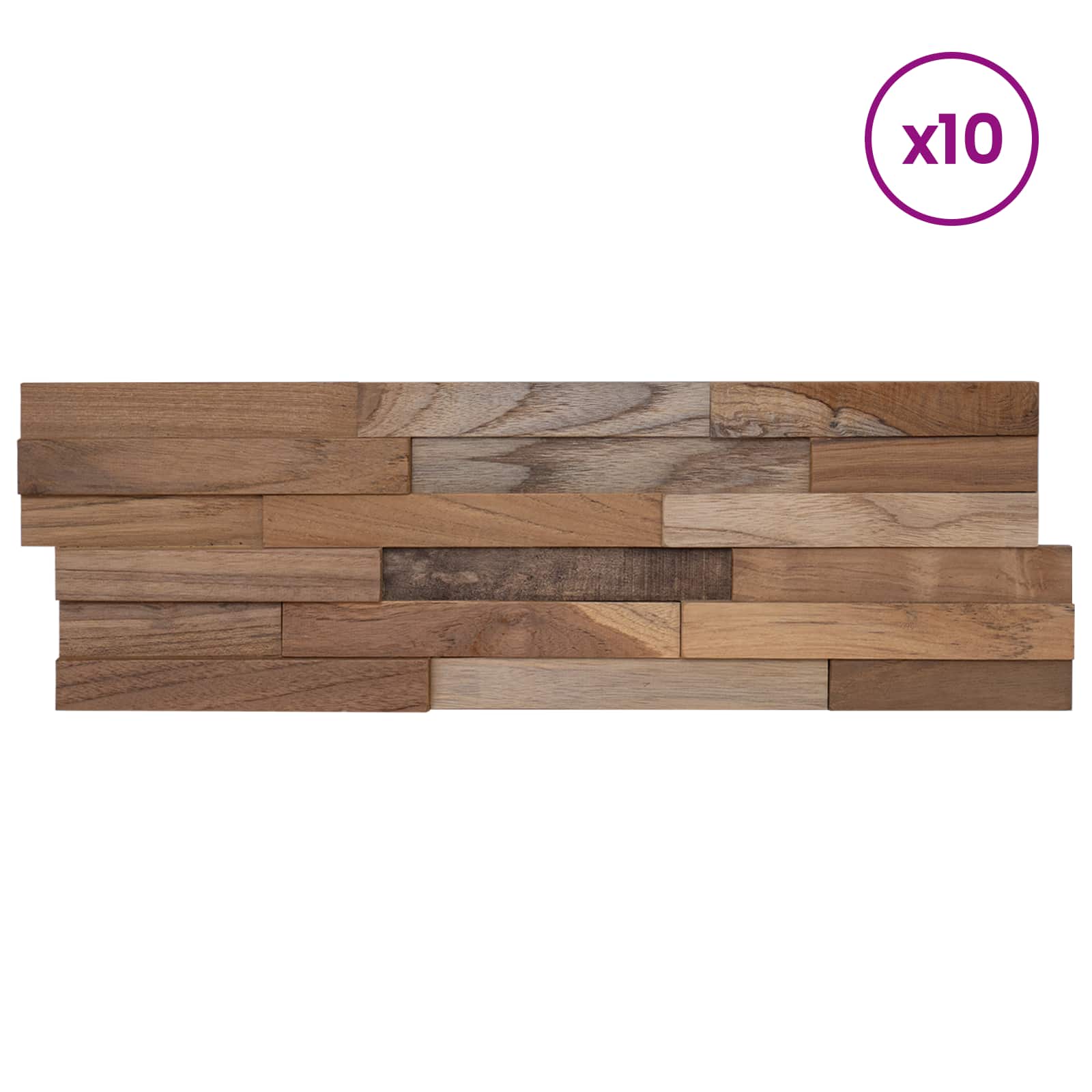 Seinapaneelid 10 tk Naturaalne 56 x 18 x 2 cm Tugev teakpuit