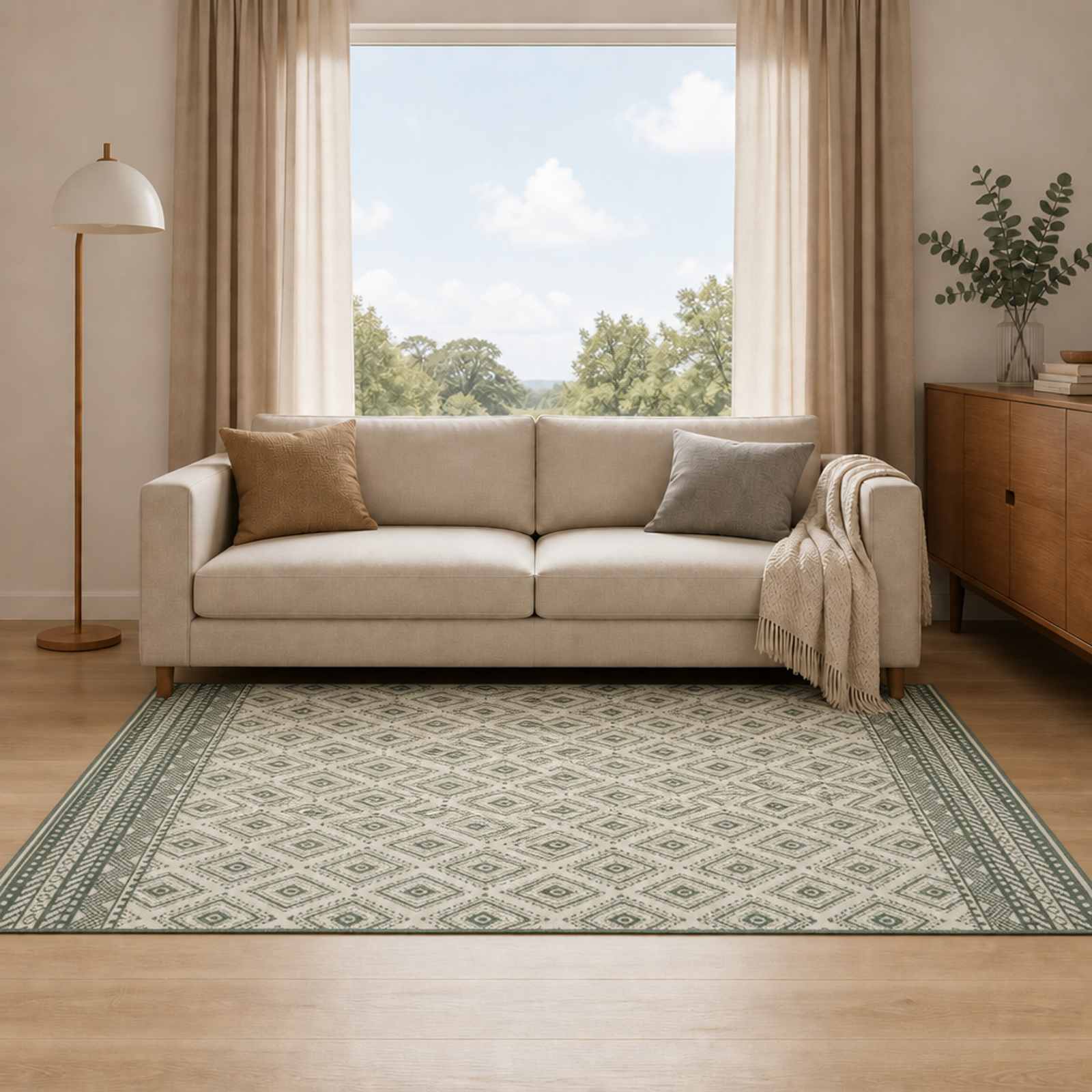 Alavaip Looduslik ja roheline 160 x 230 cm PET