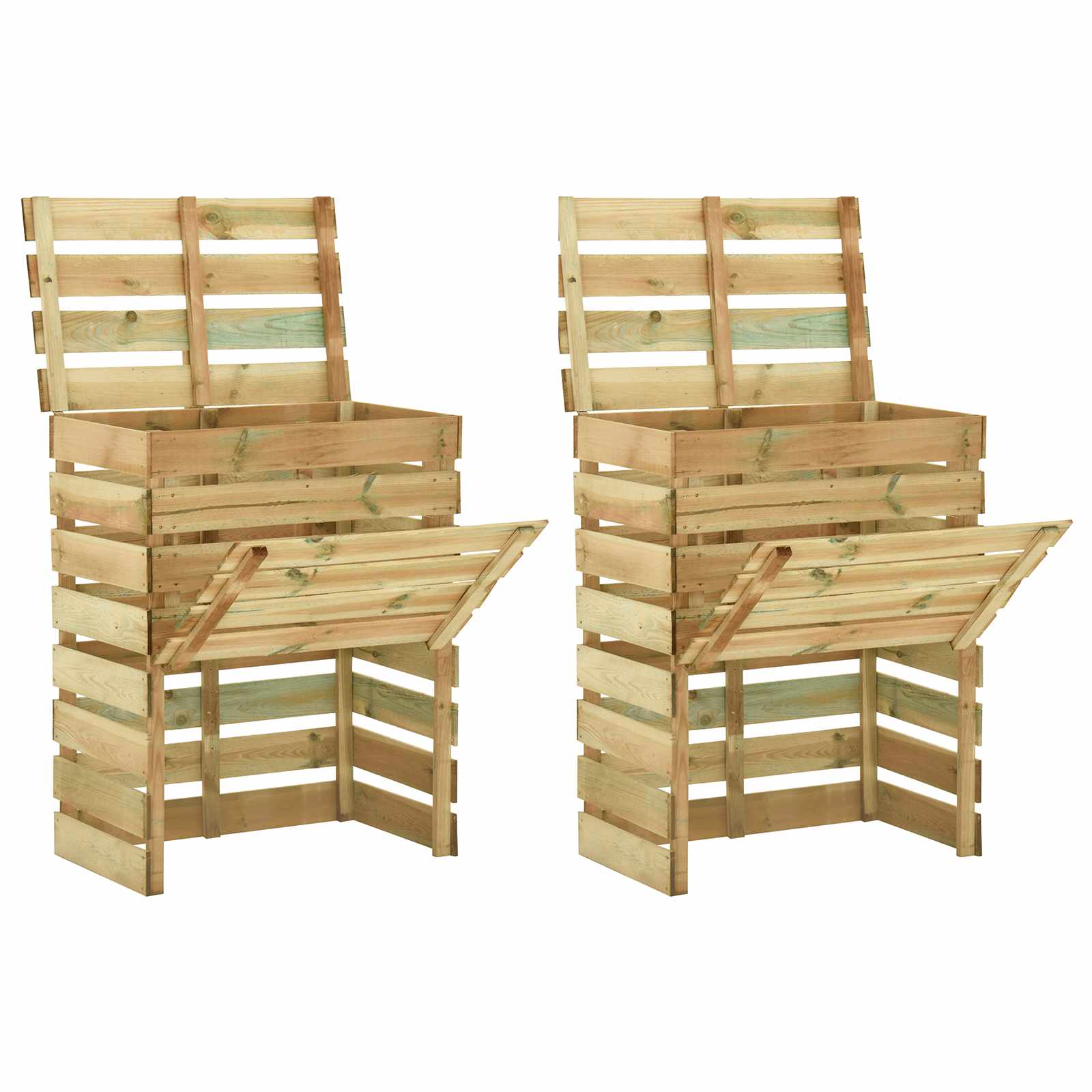 Laiade ribade aed komposter 2 pcs Roheline 110 x 58 x 113 cm