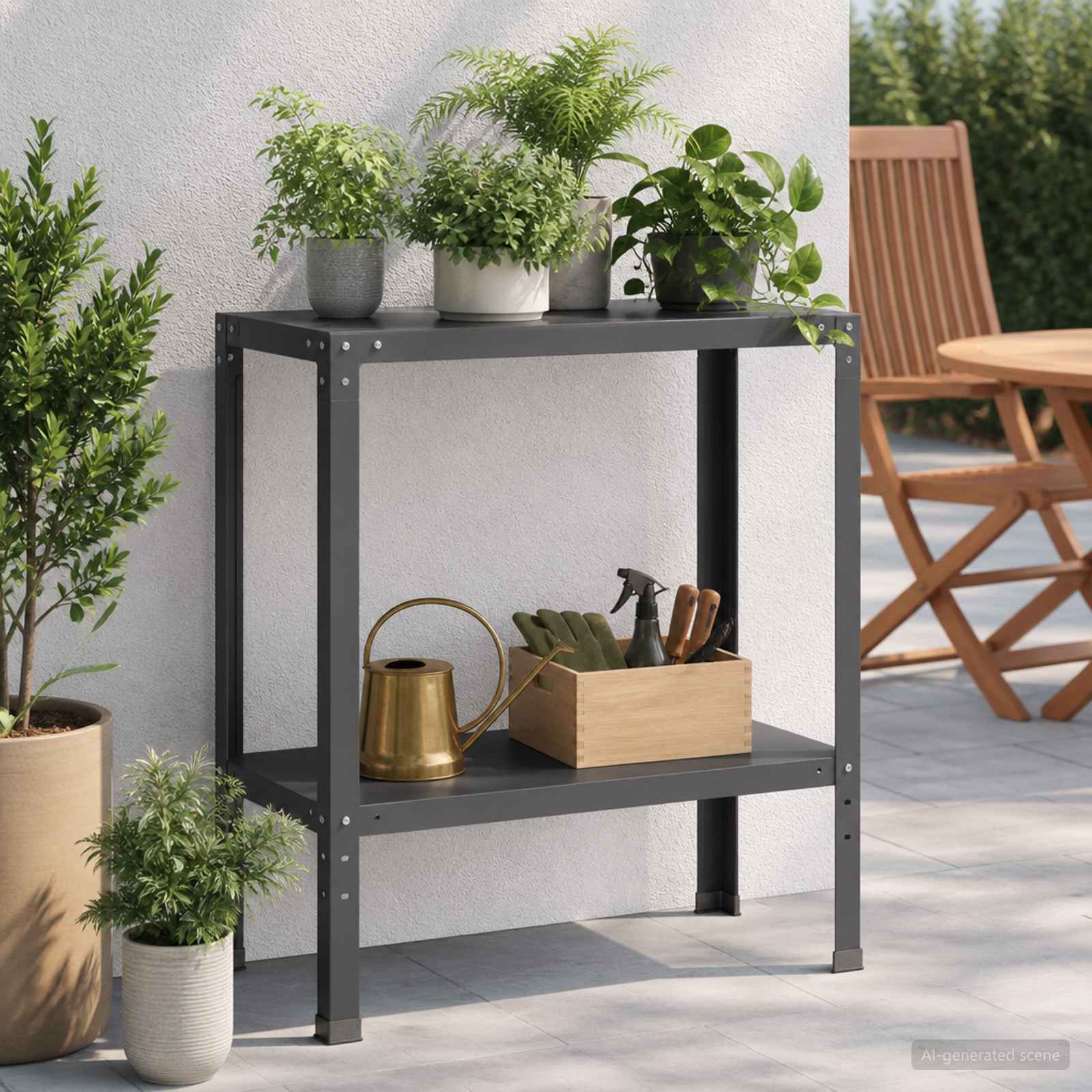 Istutuslaud 100 x 40 x 80 cm Pulbervärvitud teras Must
