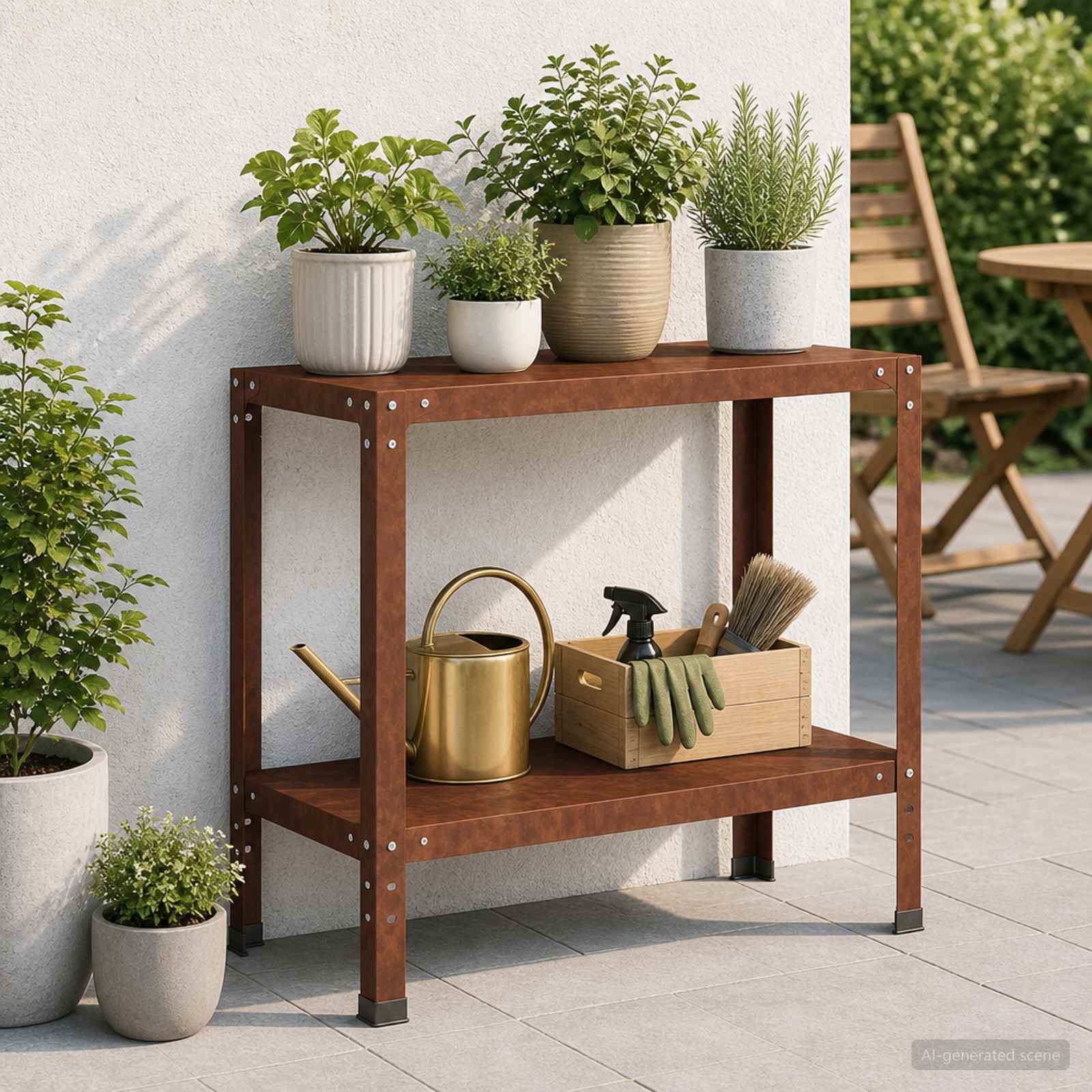 Istutuslaud 100 x 40 x 80 cm Ilmastikukindel teras Rooste