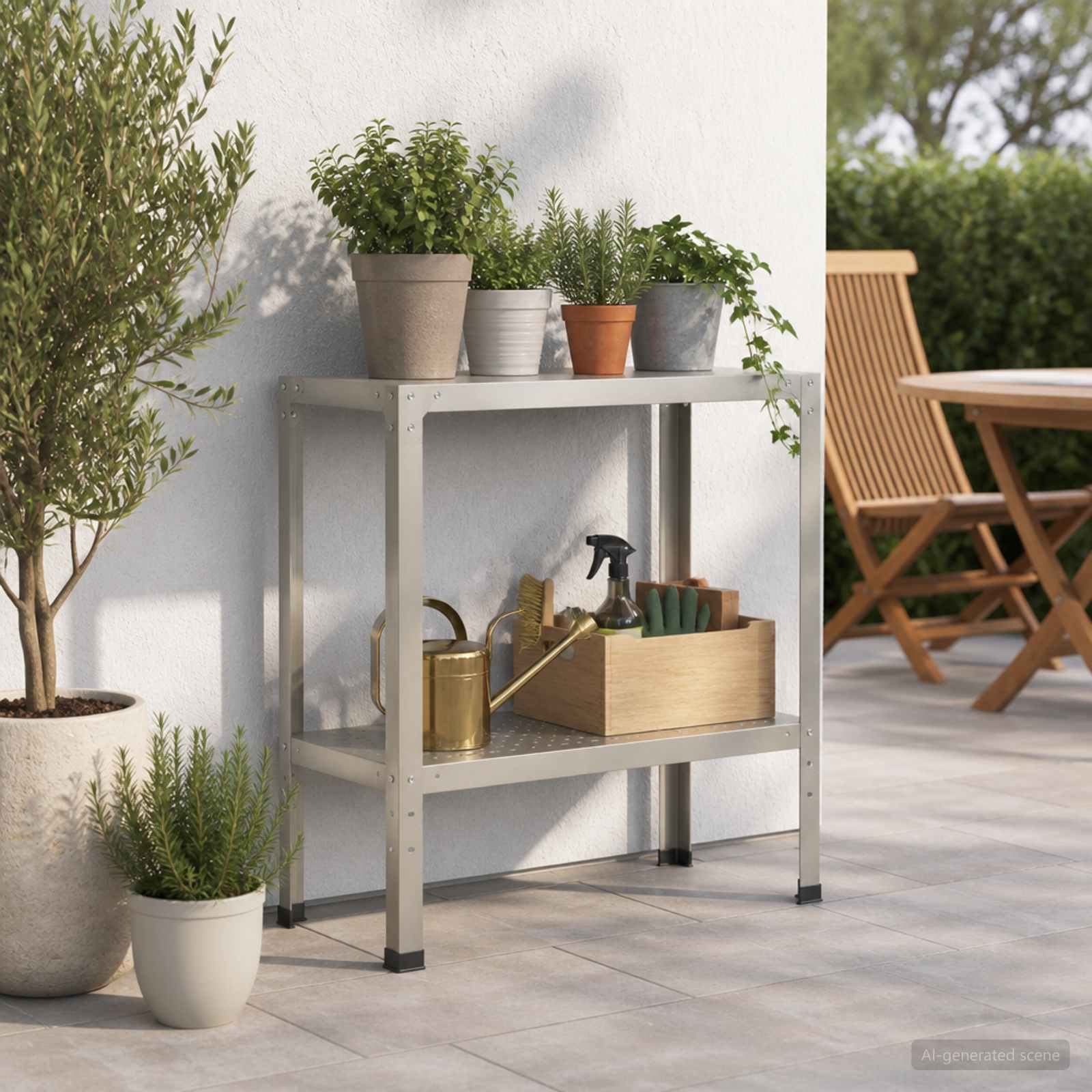Istutuslaud 80 x 40 x 80 cm Roostevaba teras Hõbedane