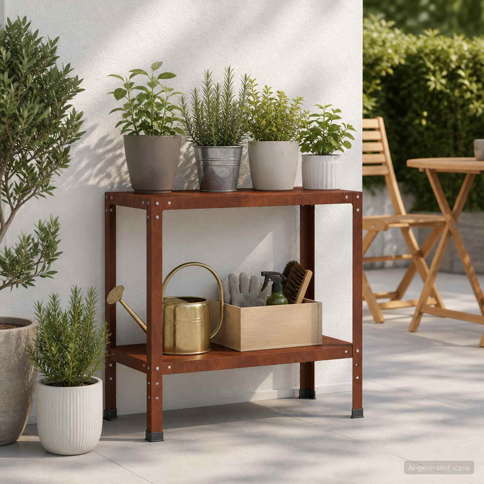 Istutuslaud 80 x 40 x 80 cm Ilmastikukindel teras Rooste
